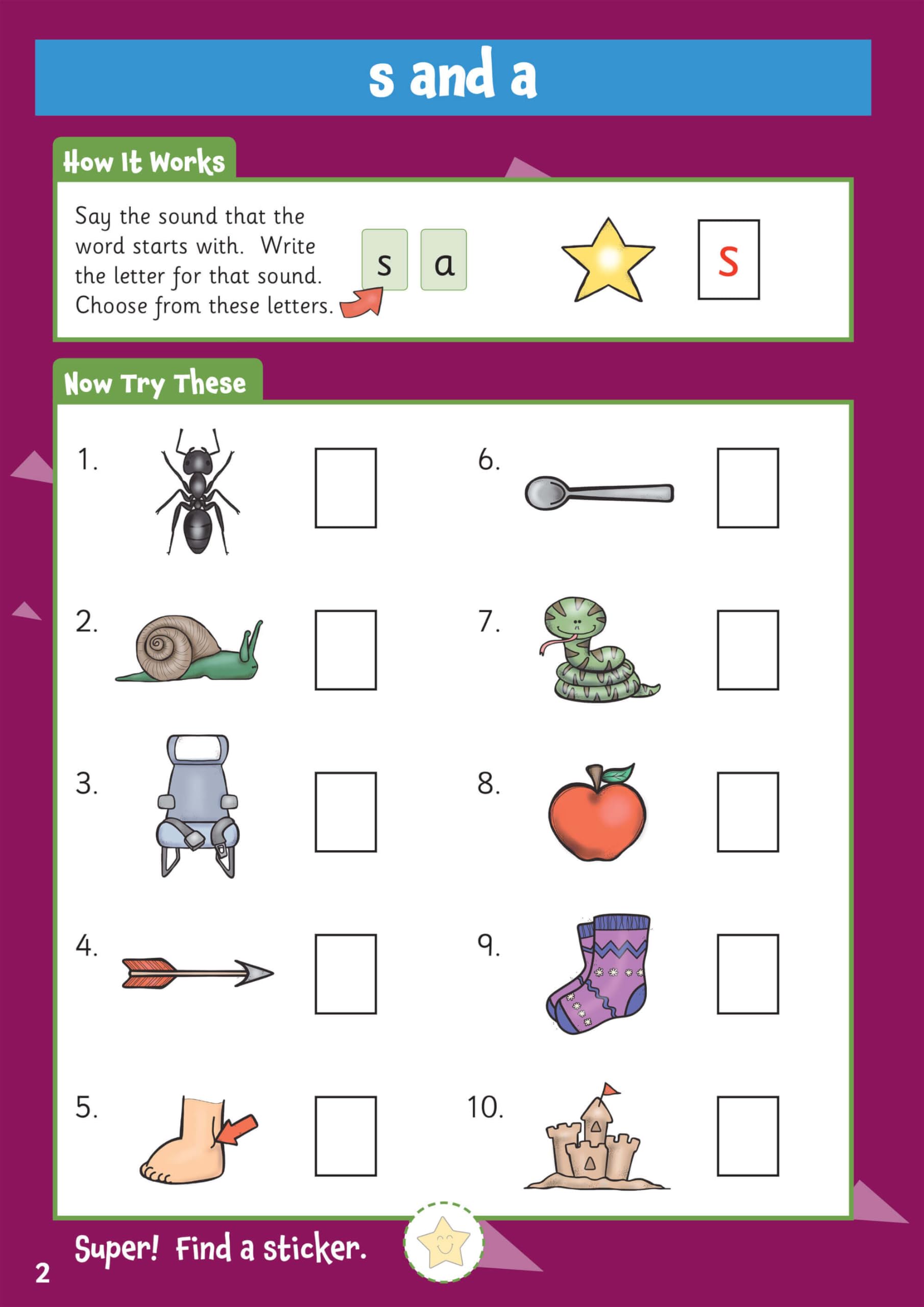 CGP 10 Minutes a Day Phonics for Ages 3-5 Activity Book with Reward Stickers