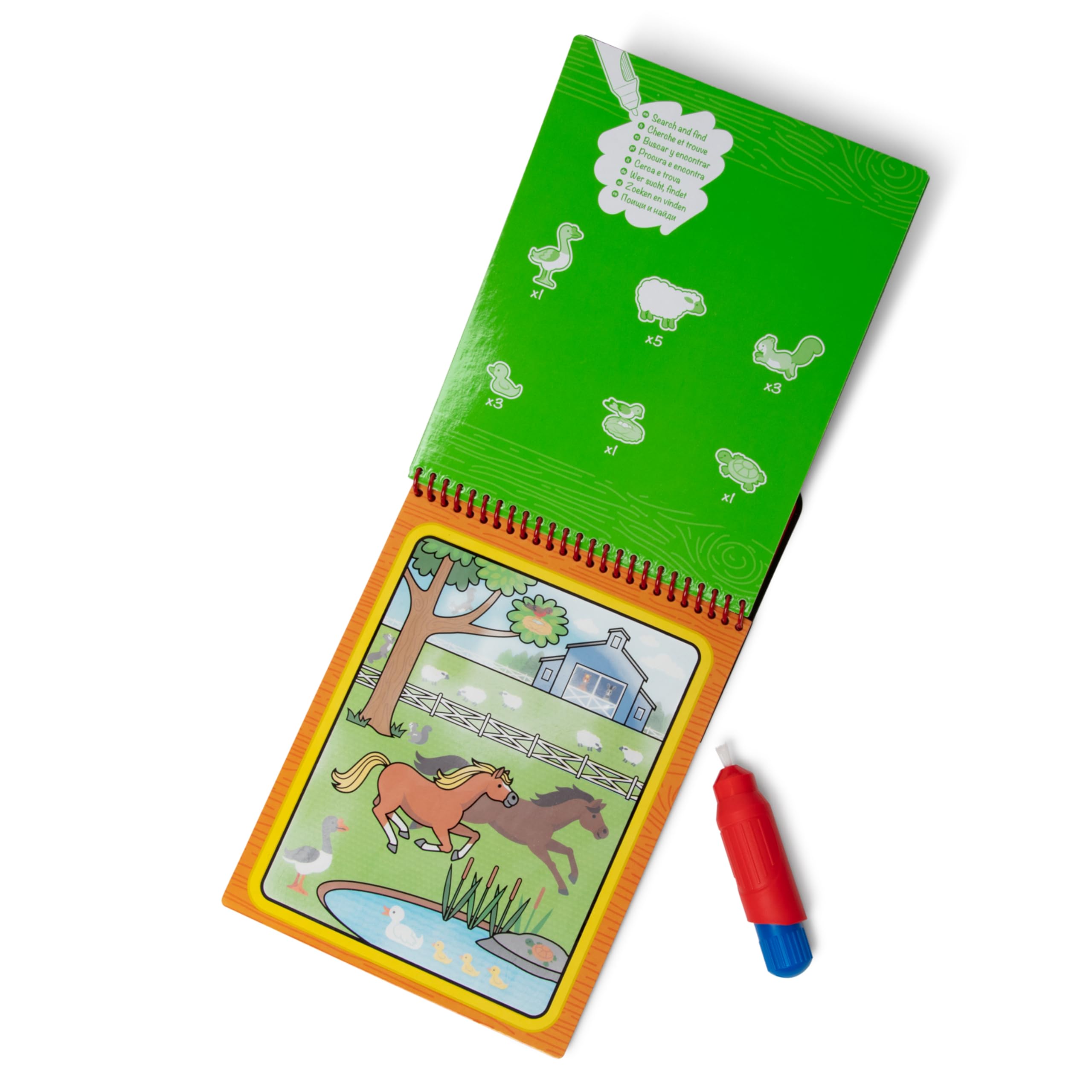 Melissa & Doug Water Reveal Pad - Farm | Reusable Coloring Book with Water Pen | Ages 3-6