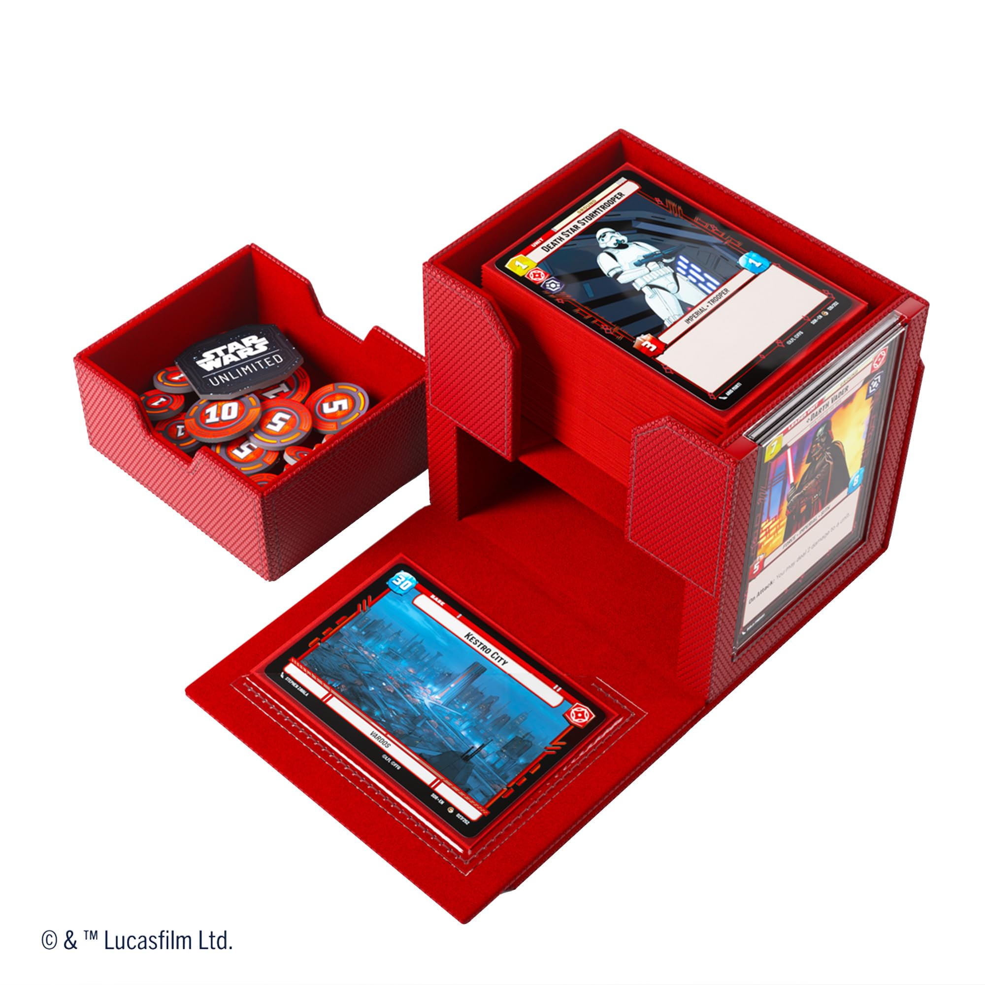 Gamegenic Star Wars Unlimited Deck Pod - Red | Holds 60 Double-Sleeved Cards | Includes Detachable Leader Case 5