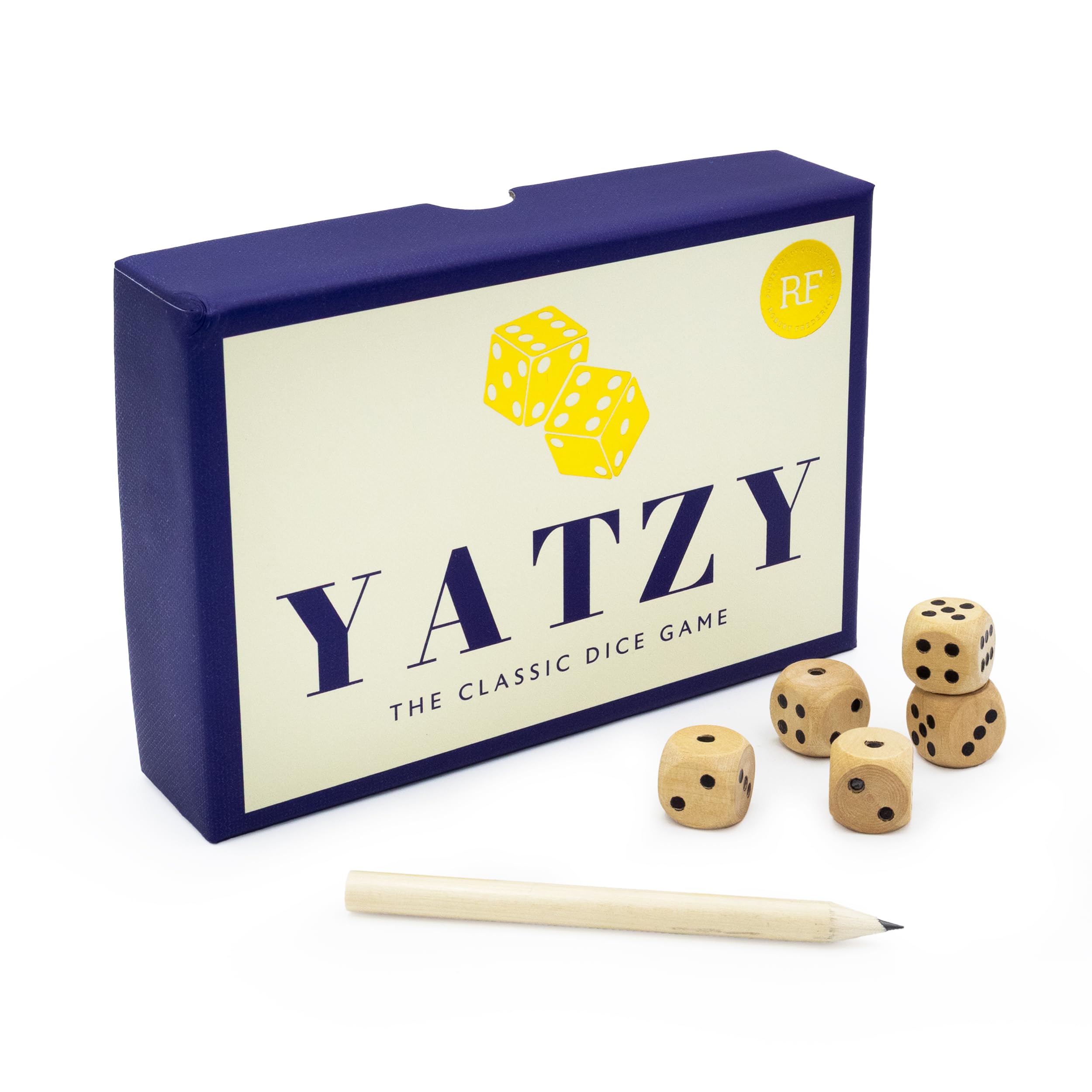 Robert Frederick Yatzy Classic Dice Game - 5 Wooden Dice | Premium Gift Box | Unisex Adult