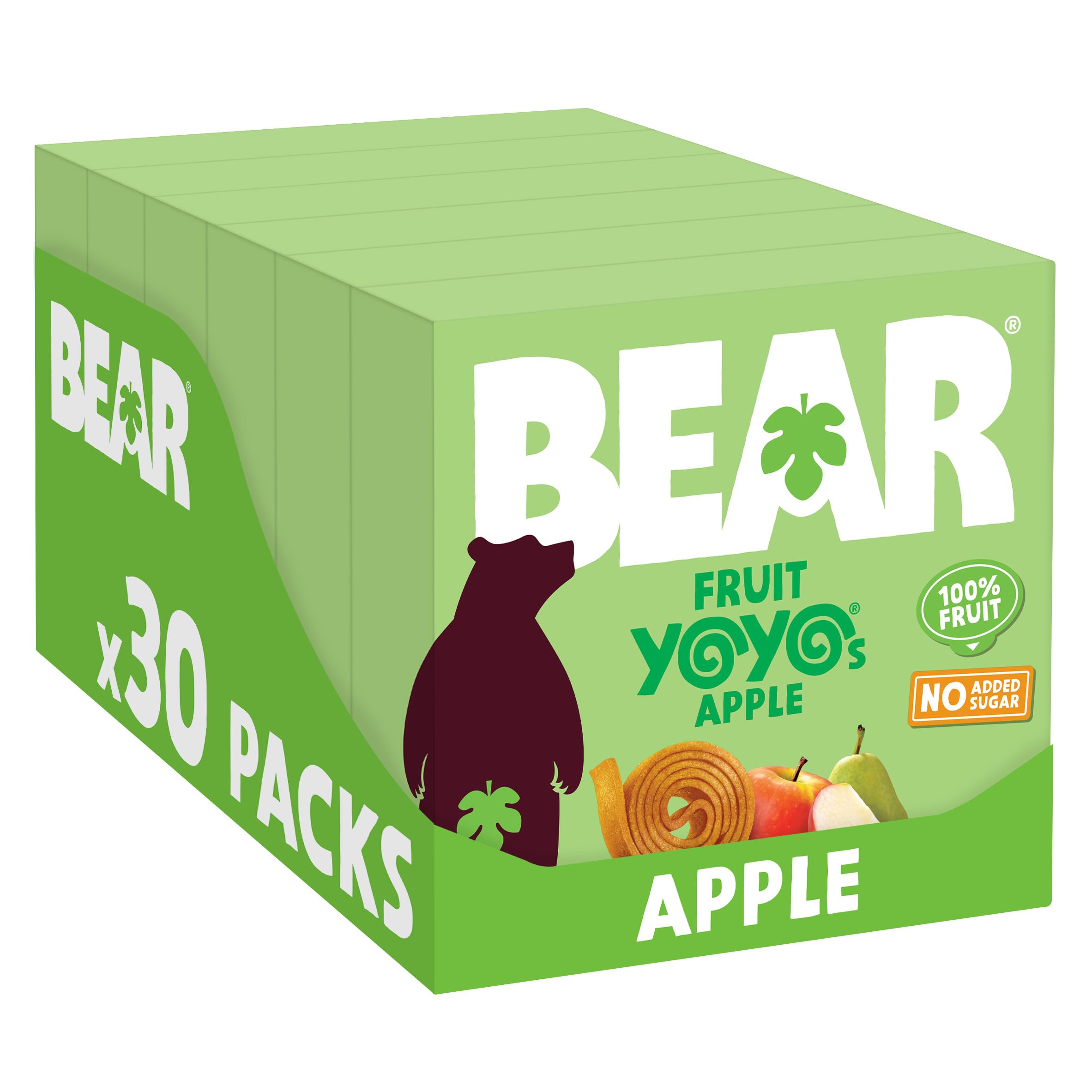 BEAR Yoyos Apple Fruit Rolls - 100% Real Fruit, No Added Sugar | 20g Pack of 30 1
