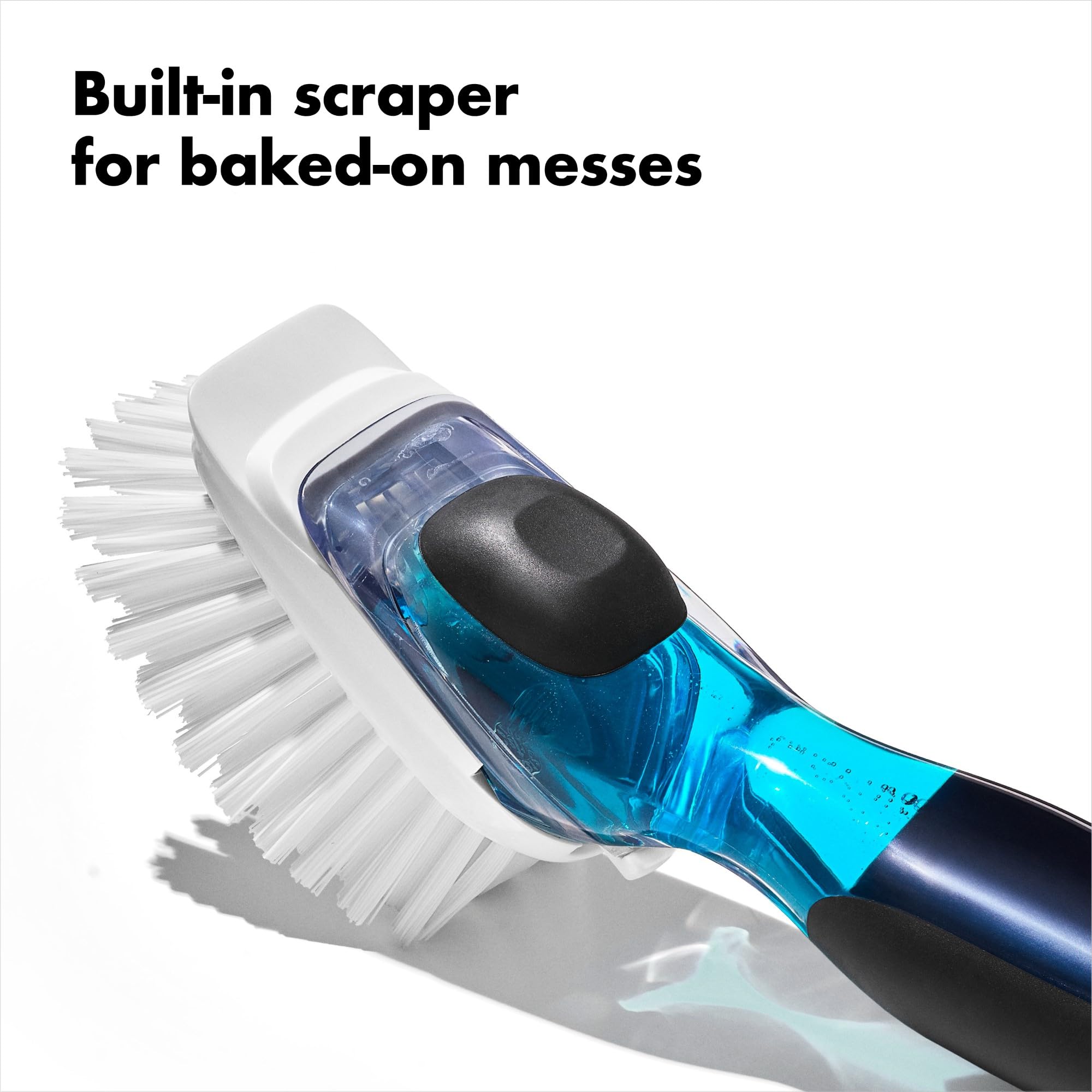OXO Good Grips Soap Dispensing Dish Brush - Durable Nylon Bristles | Non-Slip Grip | White 5