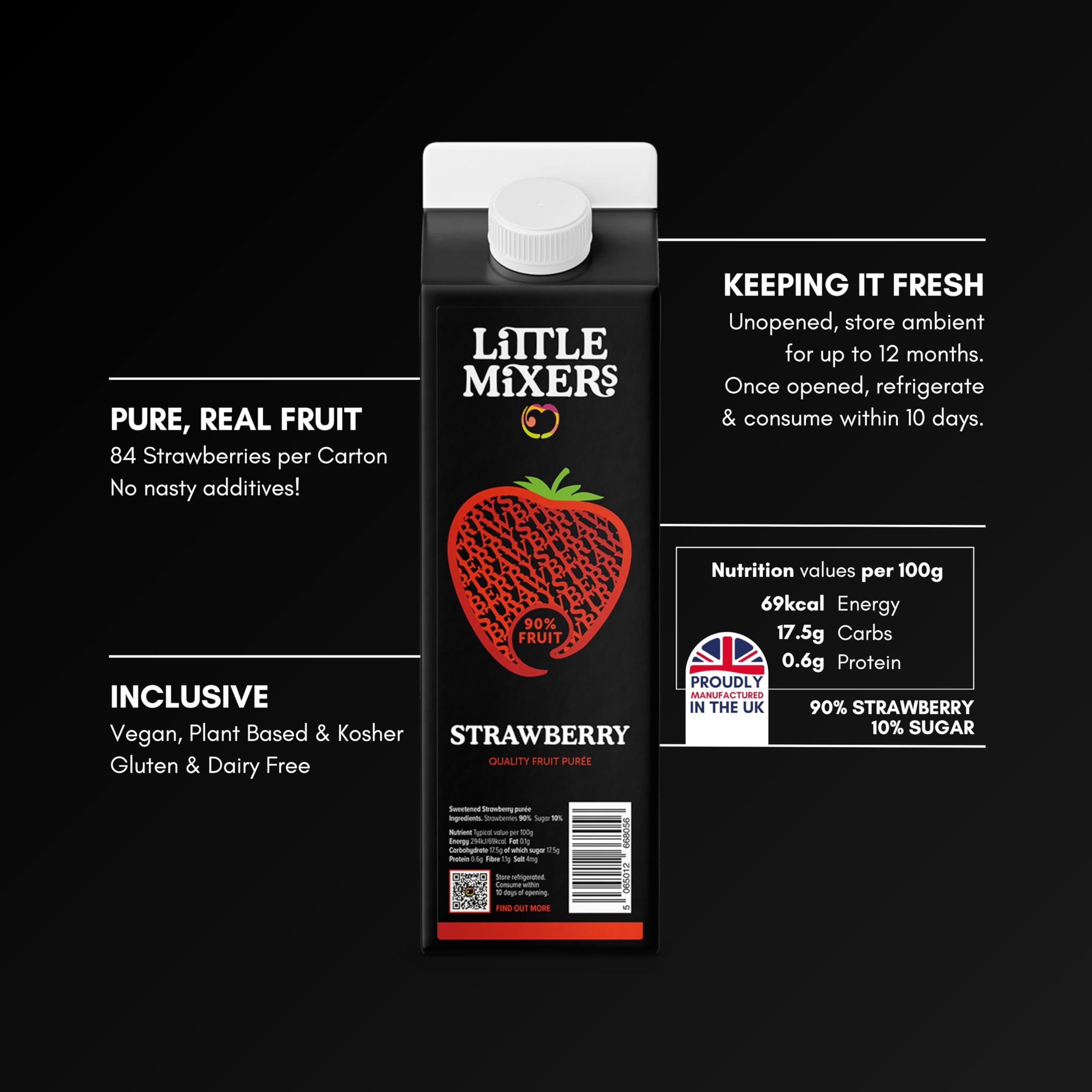 LITTLE MIXERS Strawberry Purée - Real Fruit Cocktail Mixer | 1kg Carton 2