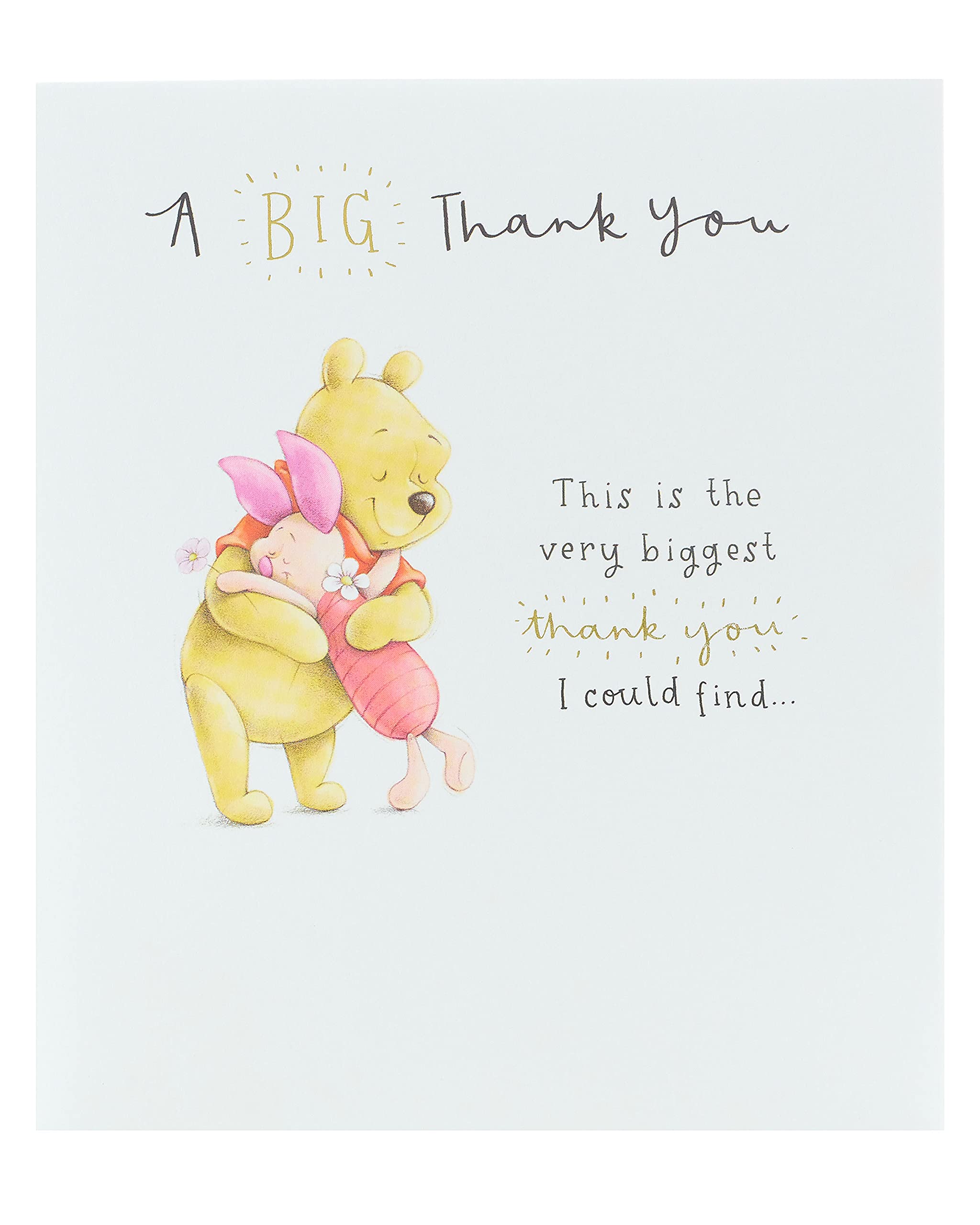 UK Greetings Disney Pooh Bear & Piglet Thank You Greeting Card | Gold Foil | FSC Certified