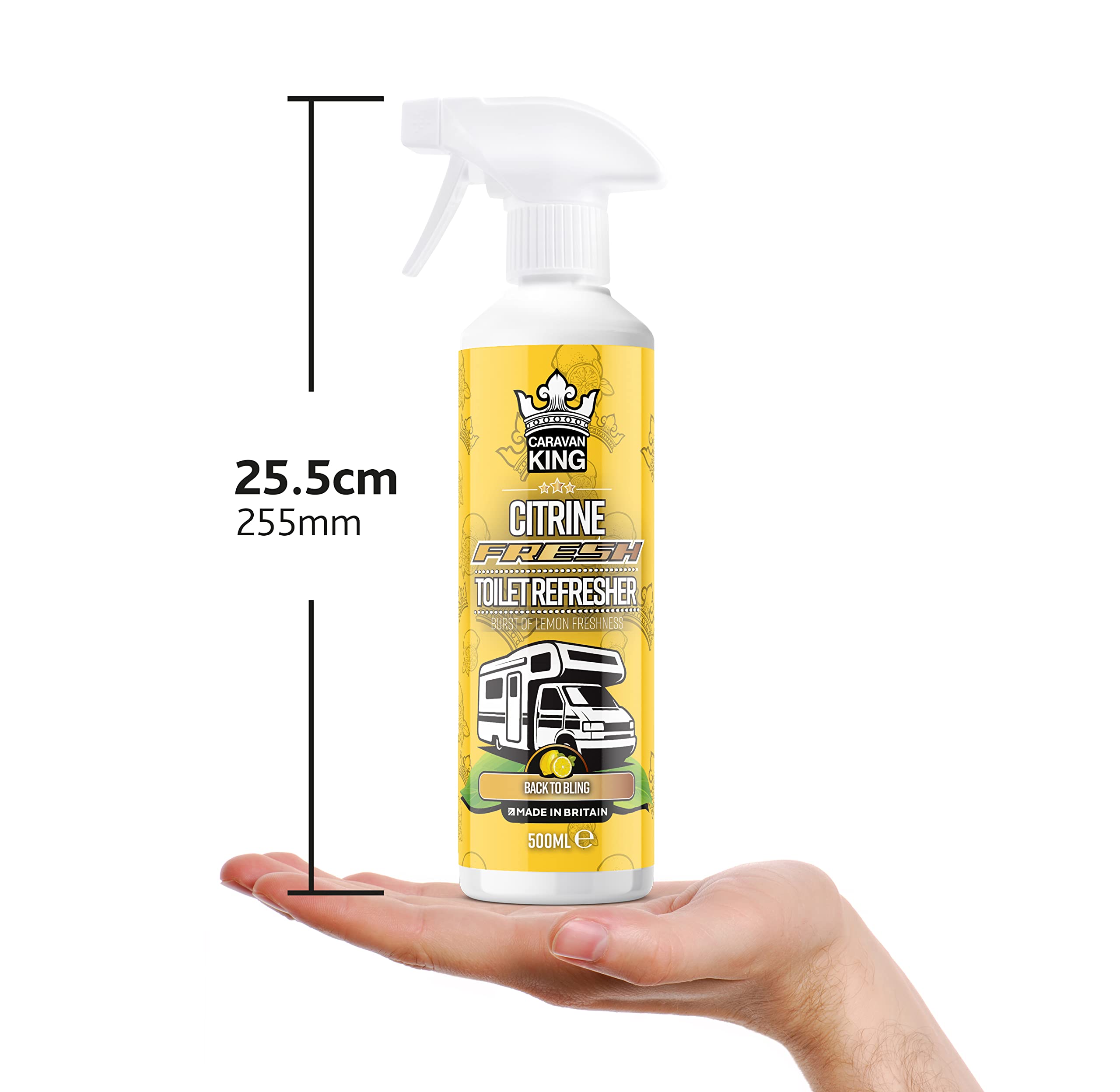 Caravan King Antibacterial Toilet Refresher Spray - Lemon Scent | 500 ml Trigger Spray
