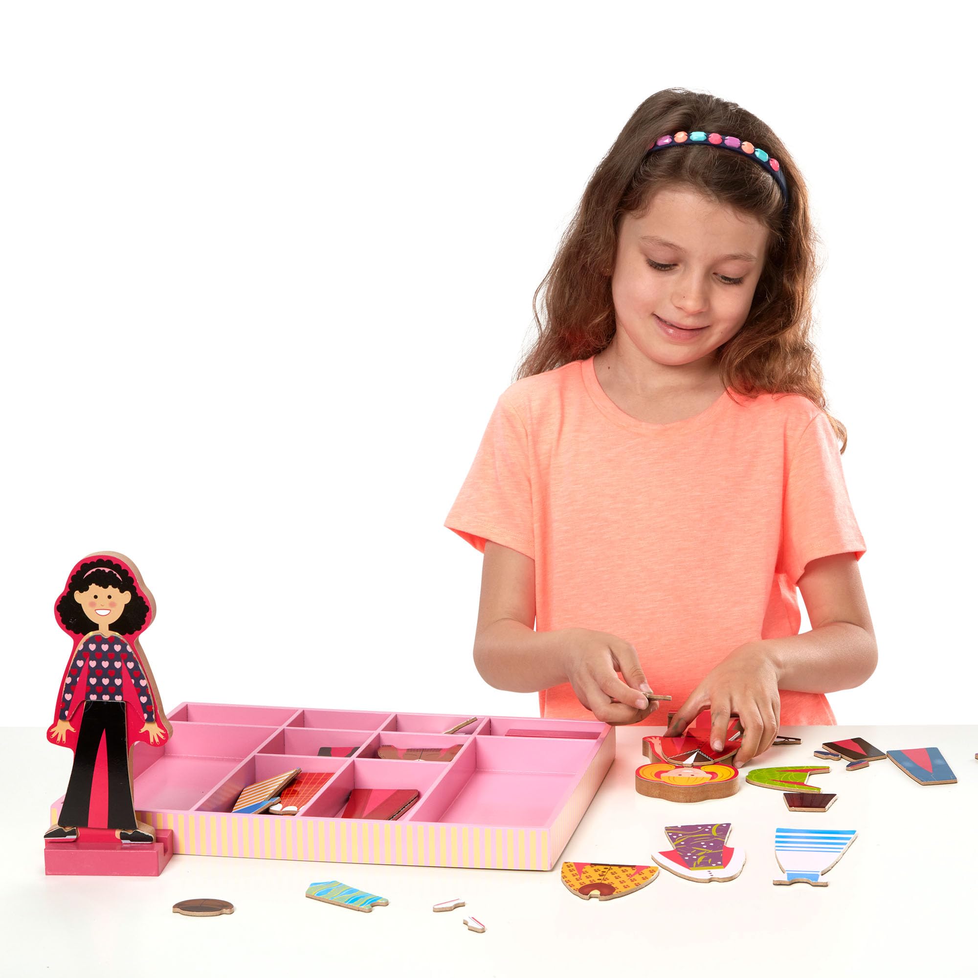 Melissa & Doug Abby and Emma Deluxe Magnetic Wooden Dress-Up Dolls Play Set | Ages 3+ 8