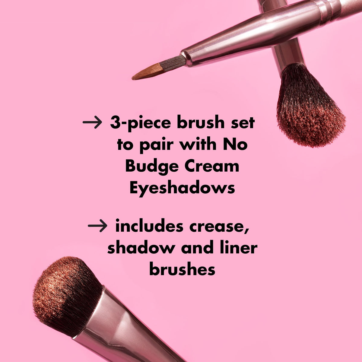 e.l.f. No Budge Brush Trio - 3-Piece Eyeshadow Brush Set