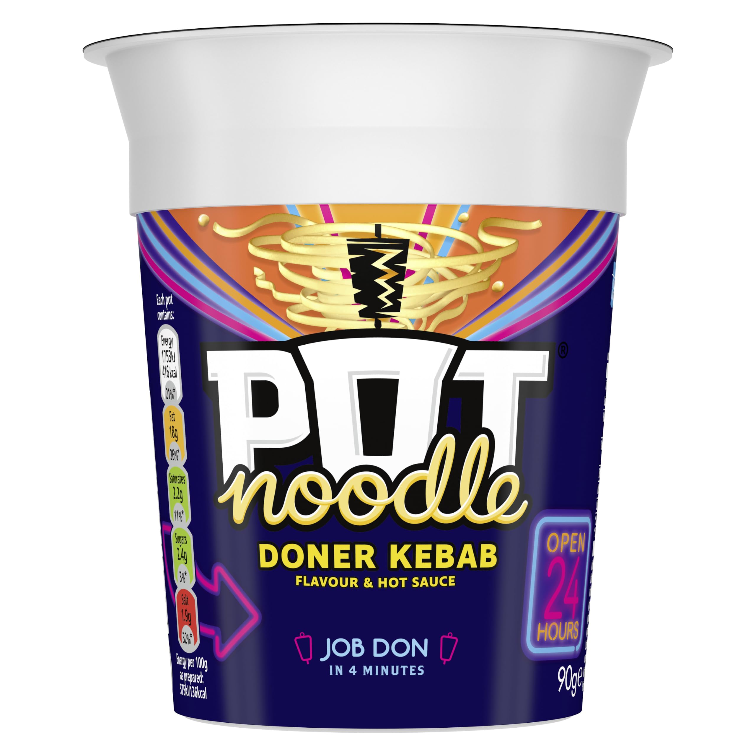 Pot Noodle Doner Kebab Instant Noodles - 12 x 90g Pots 1