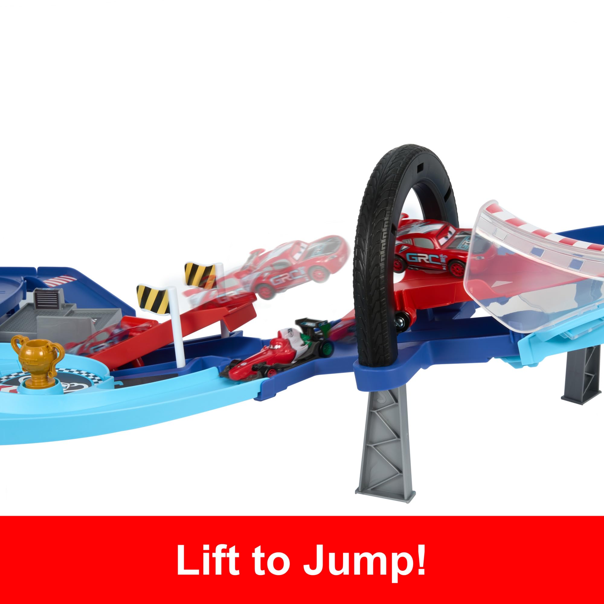 Mattel Disney and Pixar Cars GRC Jumping Raceway Playset with Lightning McQueen & Francesco Bernoulli Toy Cars - Ages 4-8 7