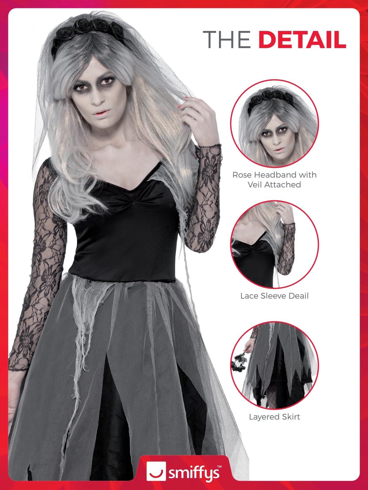 Smiffys Graveyard Bride Costume - Women's Size S (UK 8-10) 6