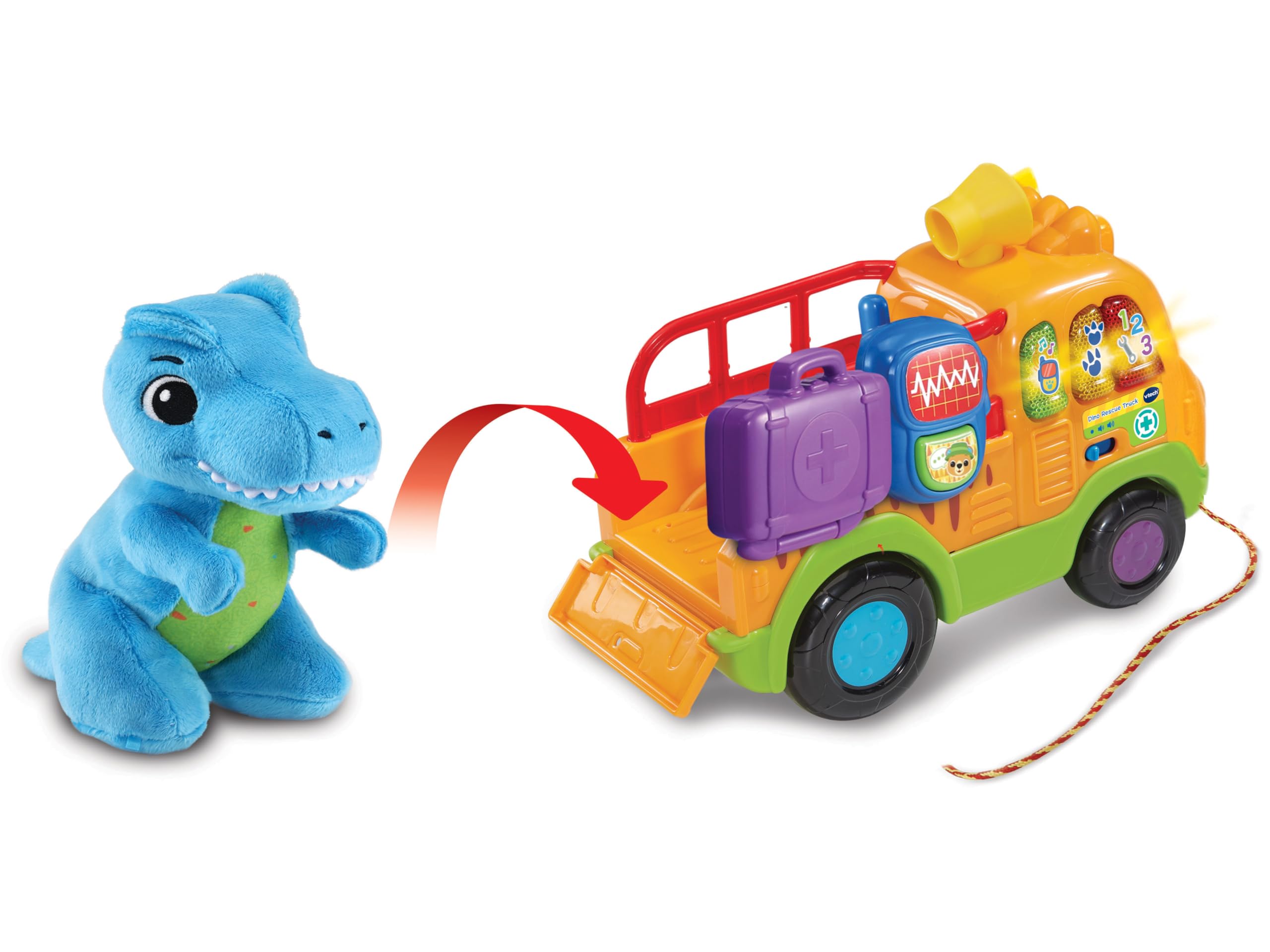 VTech Dino Rescue Truck - Pull-Along Role-Play Toy with Sound, Music & Lights 3