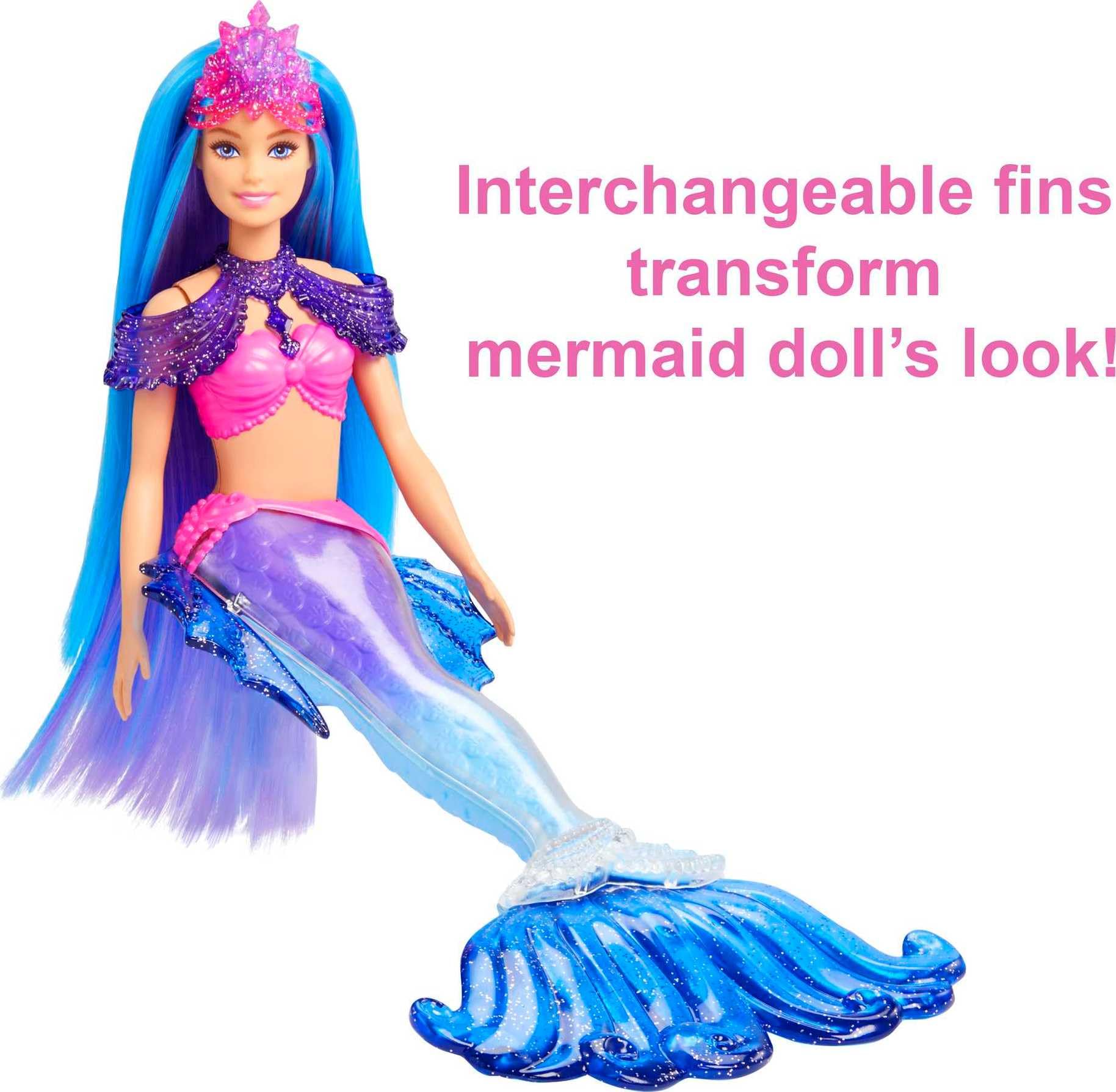 Barbie Mermaid Power Barbie “Malibu” Roberts Doll with Pet, Interchangeable Fins & Accessories | Age 3+ 4