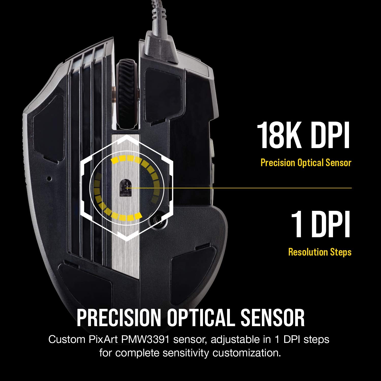 Corsair SCIMITAR RGB ELITE Wired MOBA/MMO Gaming Mouse – 18,000 DPI, 17 Buttons, Black 7