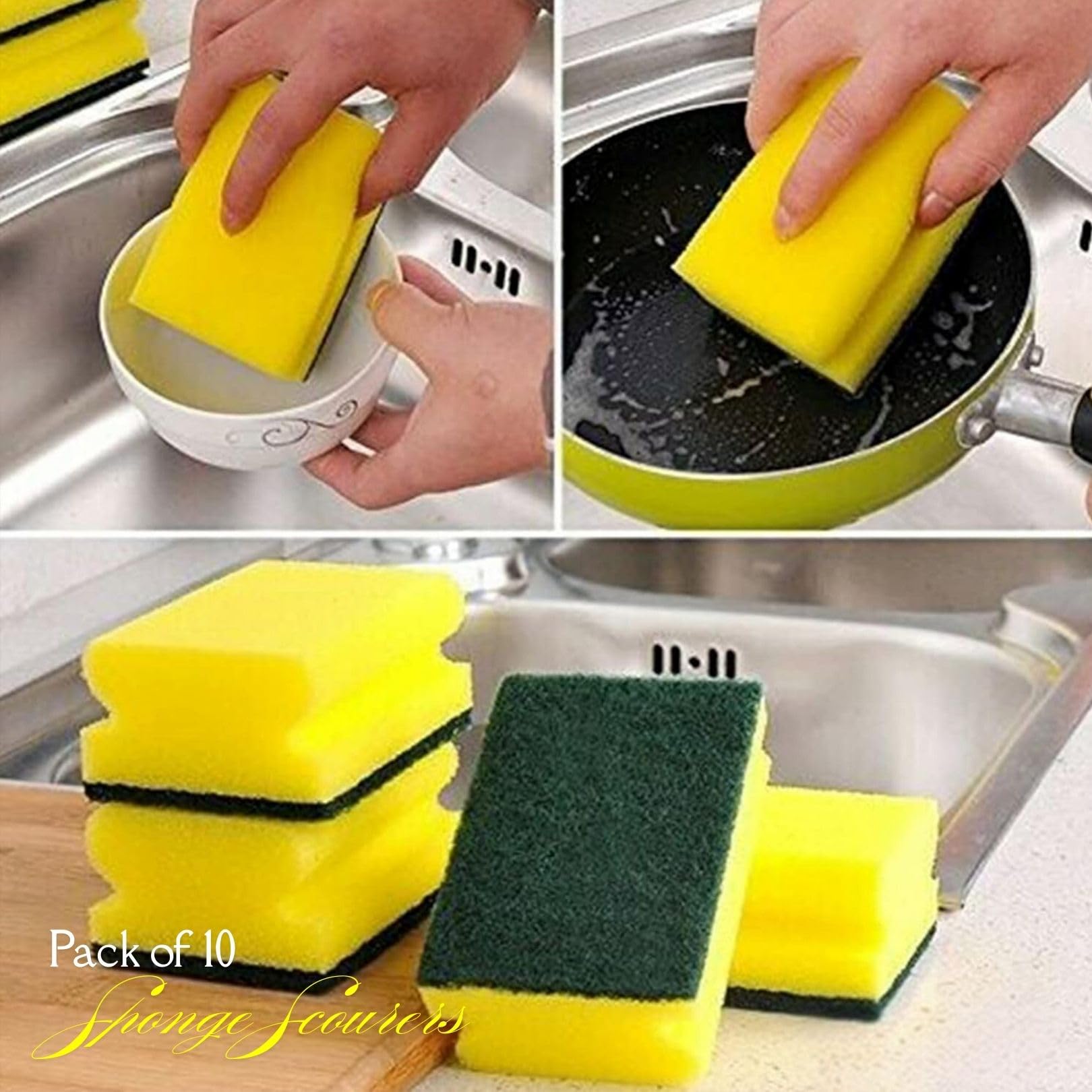 Proff Handgrip Sponge Scourer - High Density Foam, Extra Thick, Pack of 10 2