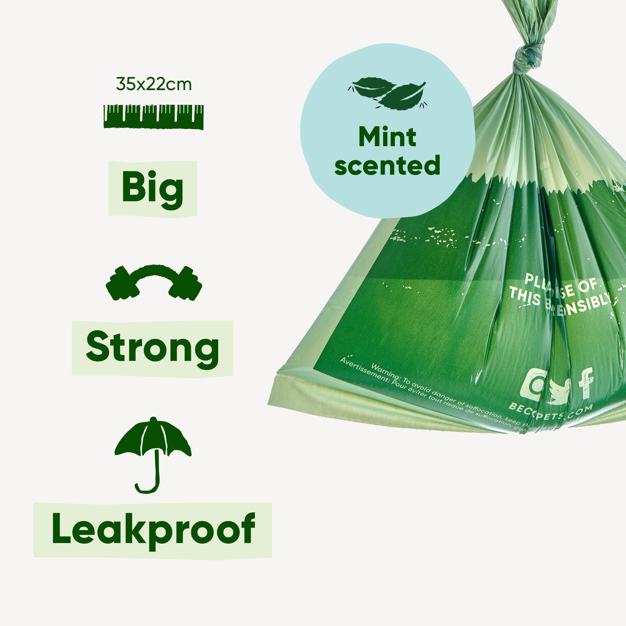 Beco Dog Poo Bags - 540 Count Mint Scented, Strong, Leakproof & Recycled Plastic 2
