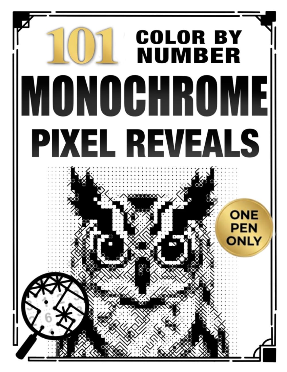 ArtGrid Publishing 101 Color by Number Monochrome Pixel Reveals - One Pen Coloring Book | Paperback 1