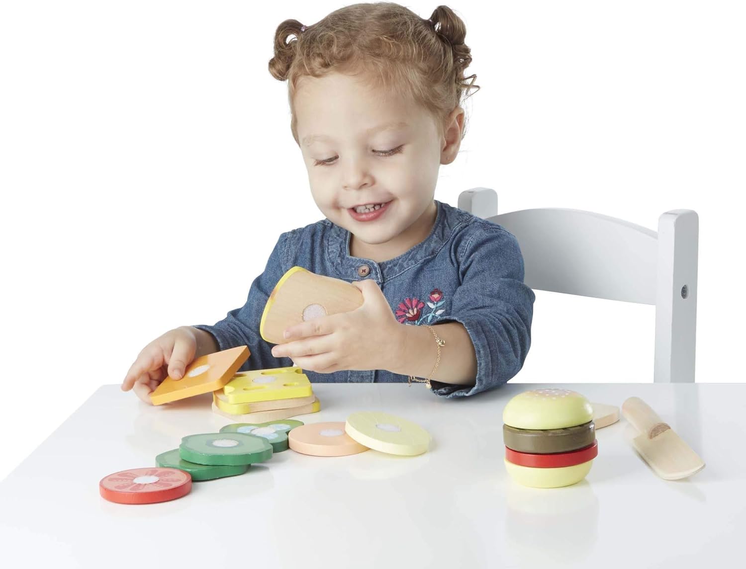 Melissa & Doug Wooden Sandwich Making Set - Pretend Play Food Kit for Ages 3+ 4