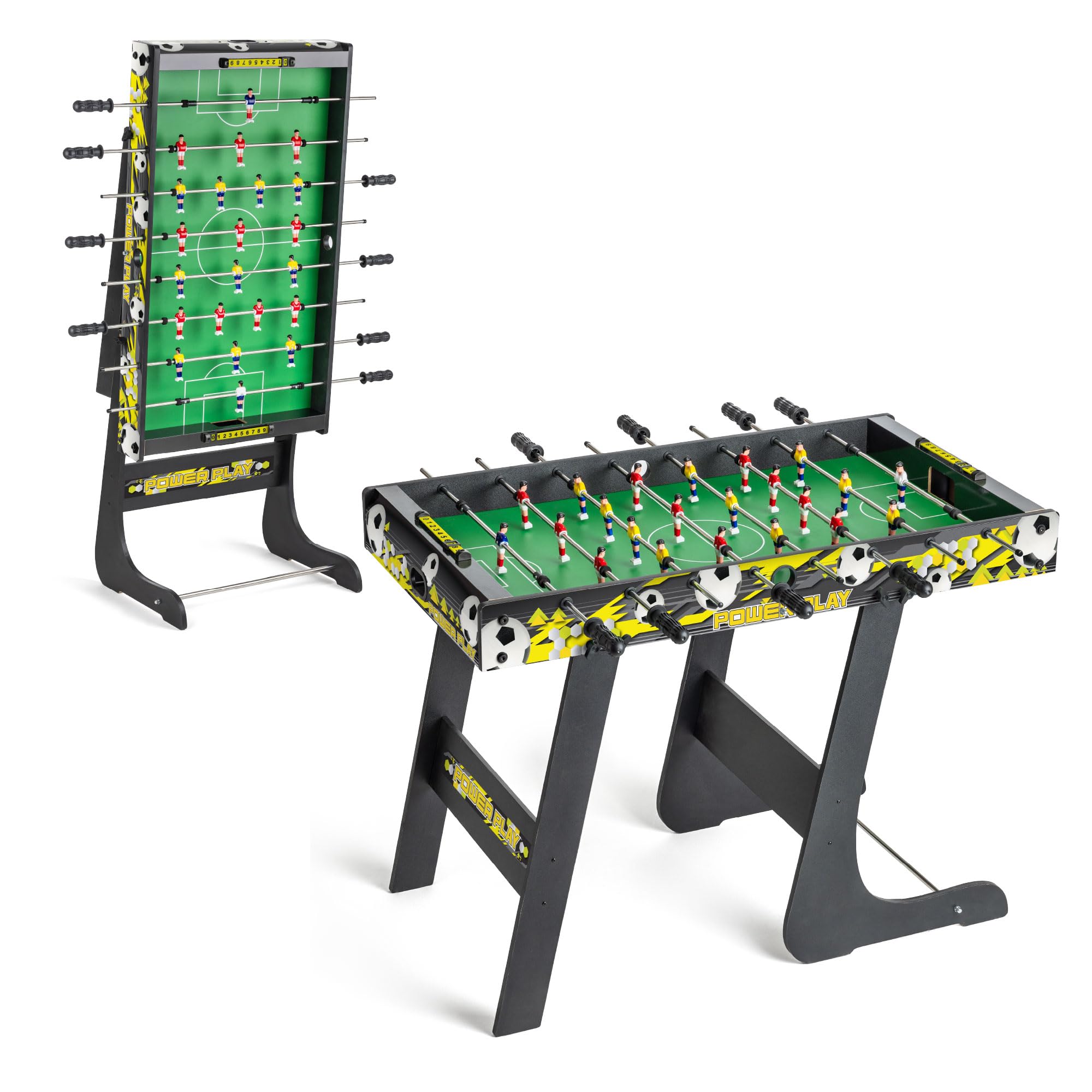Power Play 3ft Folding Football Table - Wood Construction | Black | 2 Players