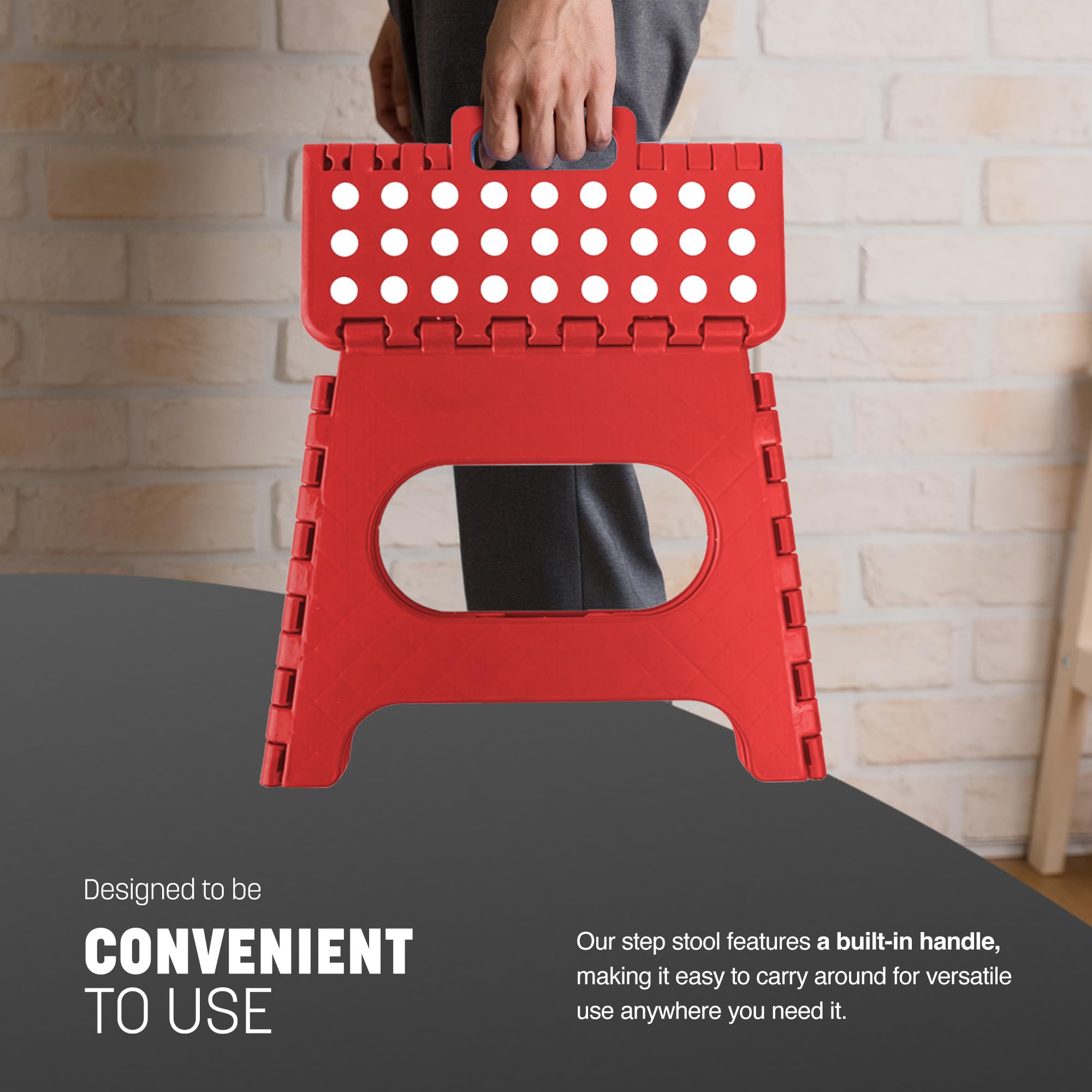 KEPLIN 9 Inch Folding Step Stool - Heavy Duty Plastic | 150kg Capacity | Red 4