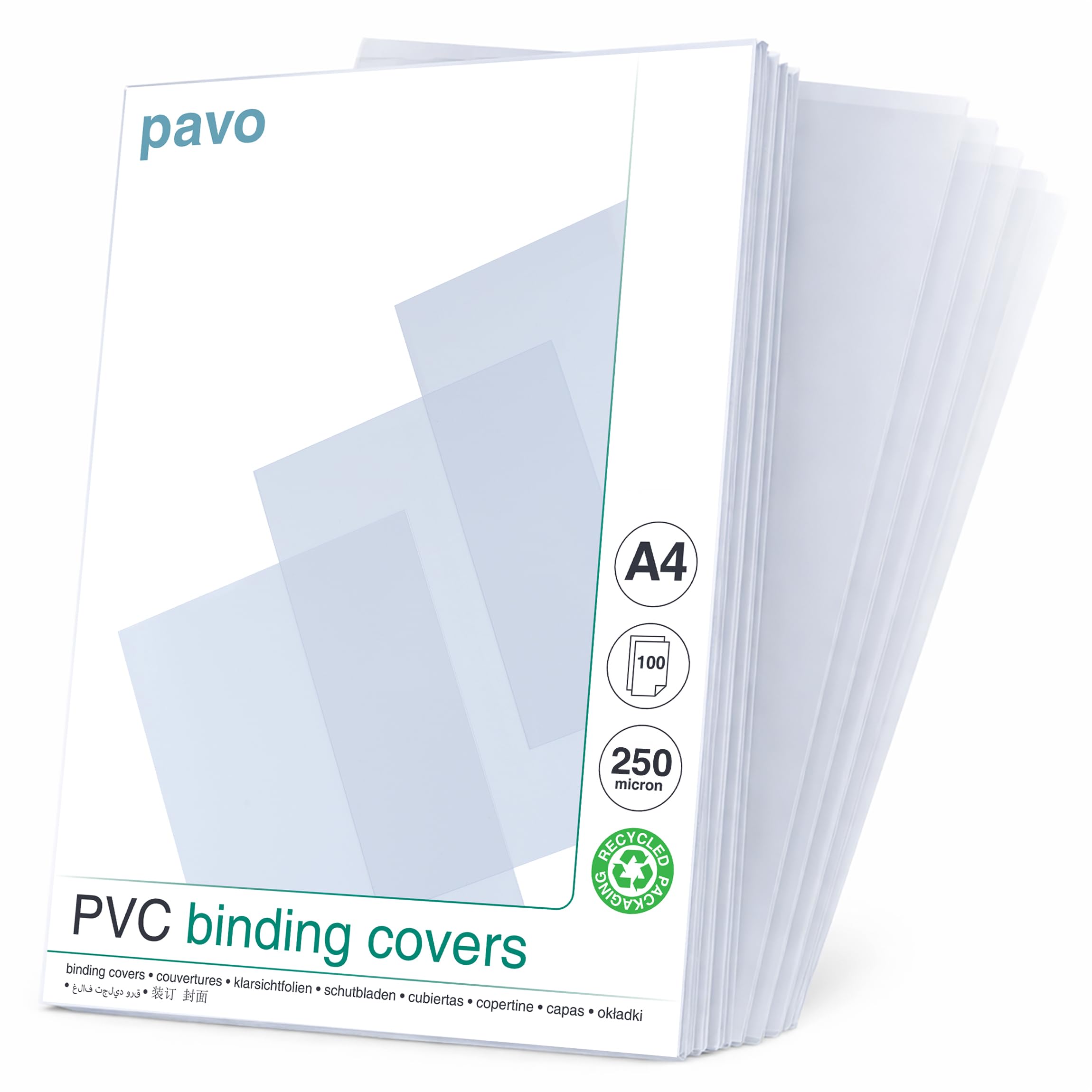 Pavo A4 250 Micron PVC Clear Binding Covers - Waterproof & Tear-Proof | 100 Pack 1