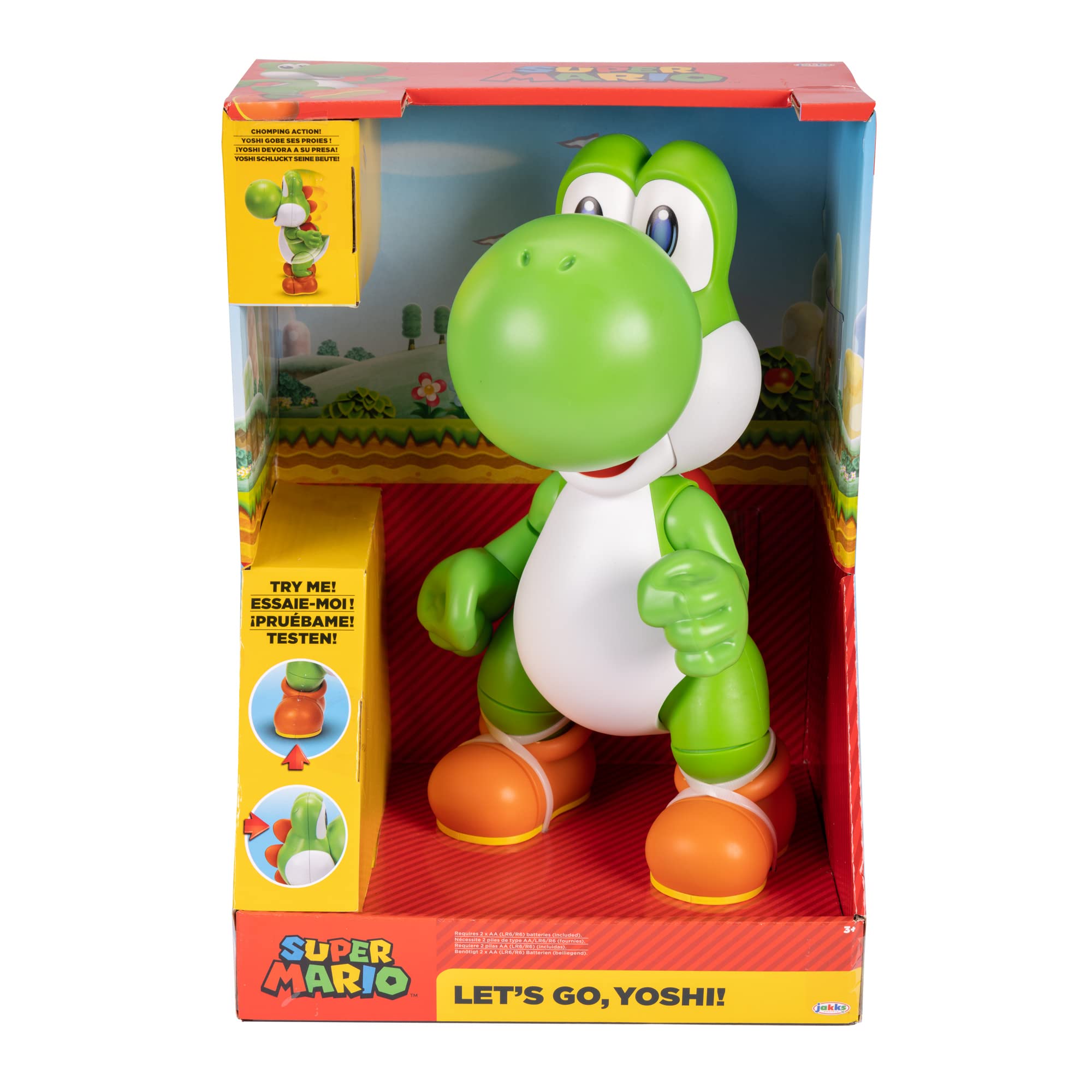 Super Mario Let's Go Yoshi Interactive Action Figure | 12" Tall | Ages 3+ 6
