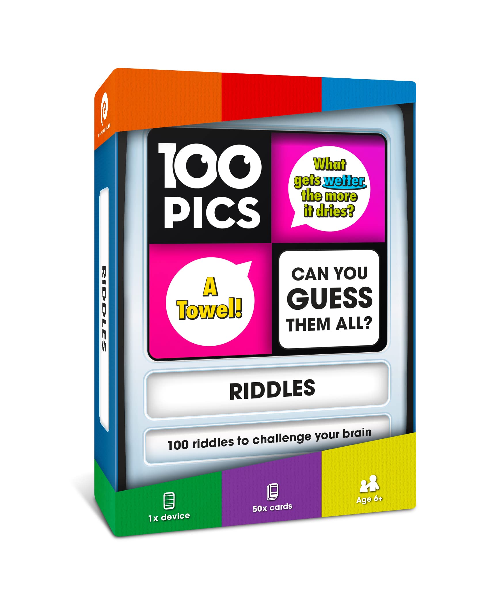 100 PICS Riddles Travel Card Game - Pocket-Sized Puzzle Game for Kids and Adults