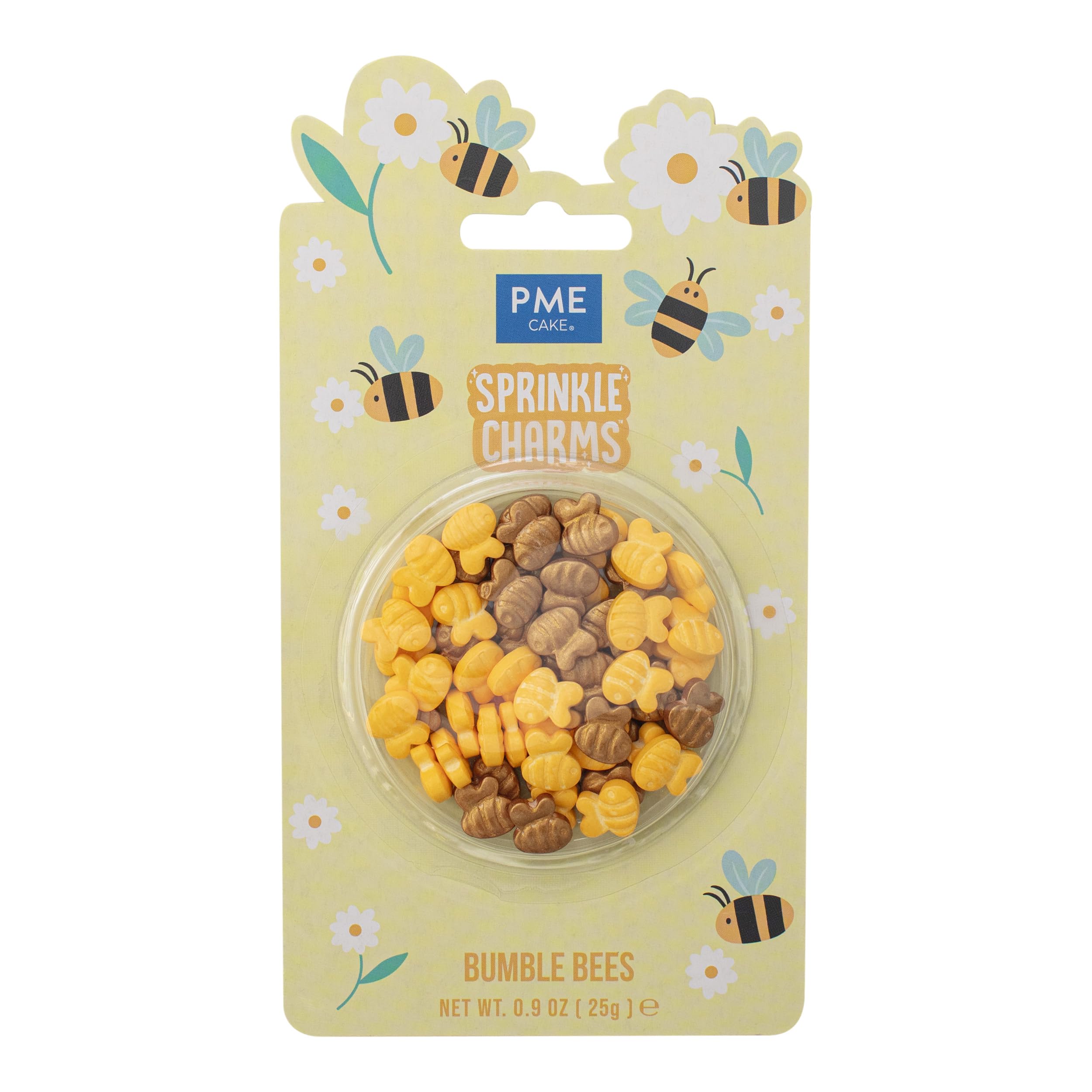 PME Bumble Bees Edible Cupcake Toppers Sprinkle Charms - 25g | Yellow | 10mm Size 1