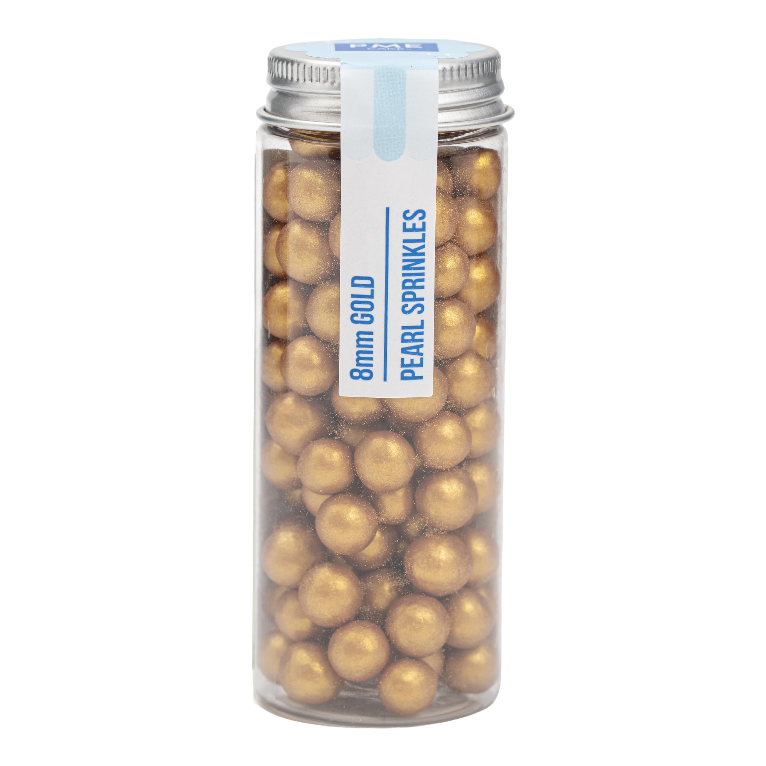 PME Cake Pearl Sprinkles - Gold 8mm | 40g Edible Sugar Pearls