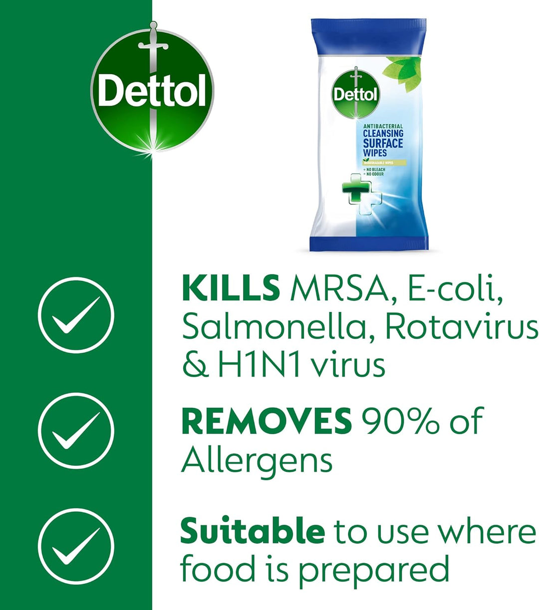 Dettol - Antibacterial Biodegradable Surface Cleaning Disinfectant Wipes 110 x 3