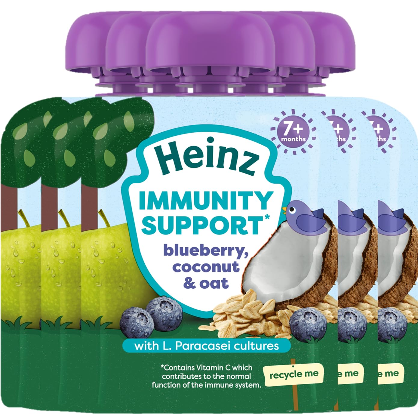 Heinz Baby Food Blueberry, Coconut & Oat with Immunity Support Pouch (6x85g) 1