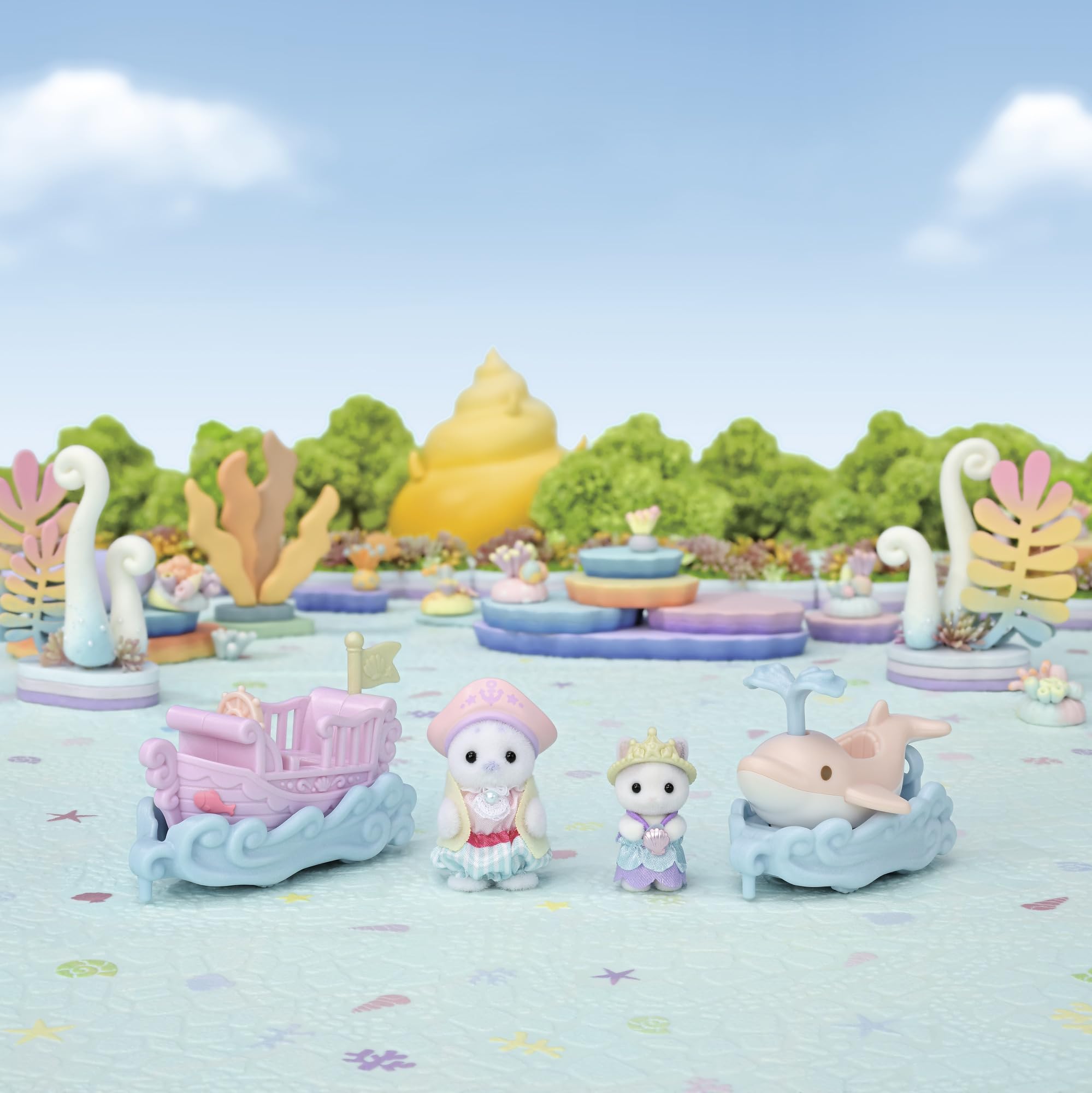 Sylvanian Families Amusement Park Ride Set 5820 | Includes Seal Baby & Latte Cat Cradled Baby | Ages 3+ 2