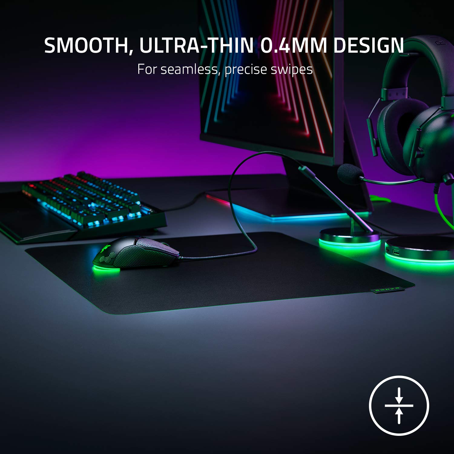 Razer Sphex V3 Ultra-Thin Gaming Mouse Mat - 0.4mm Polycarbonate, Adhesive Base, Large 2