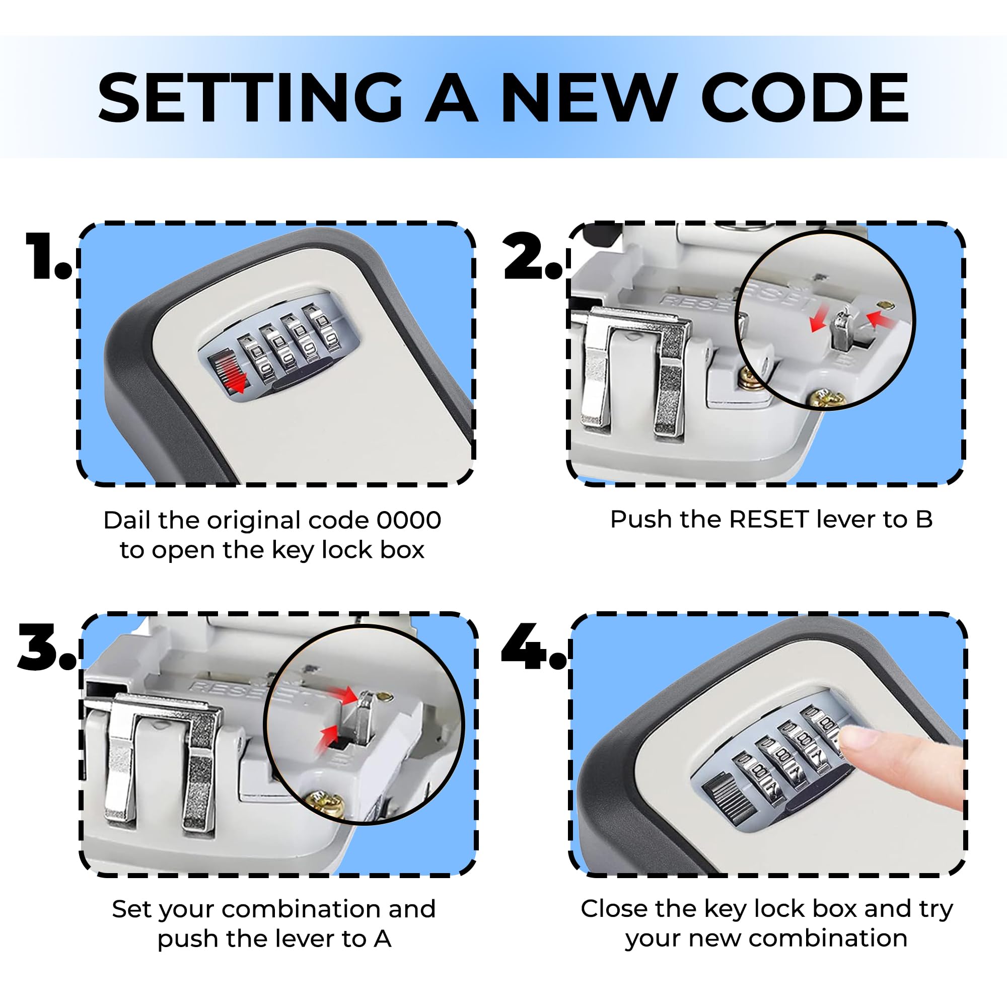 XShield 4-Digit Combination Key Safe - Wall Mountable, Weatherproof Zinc Box | 115x95x40mm