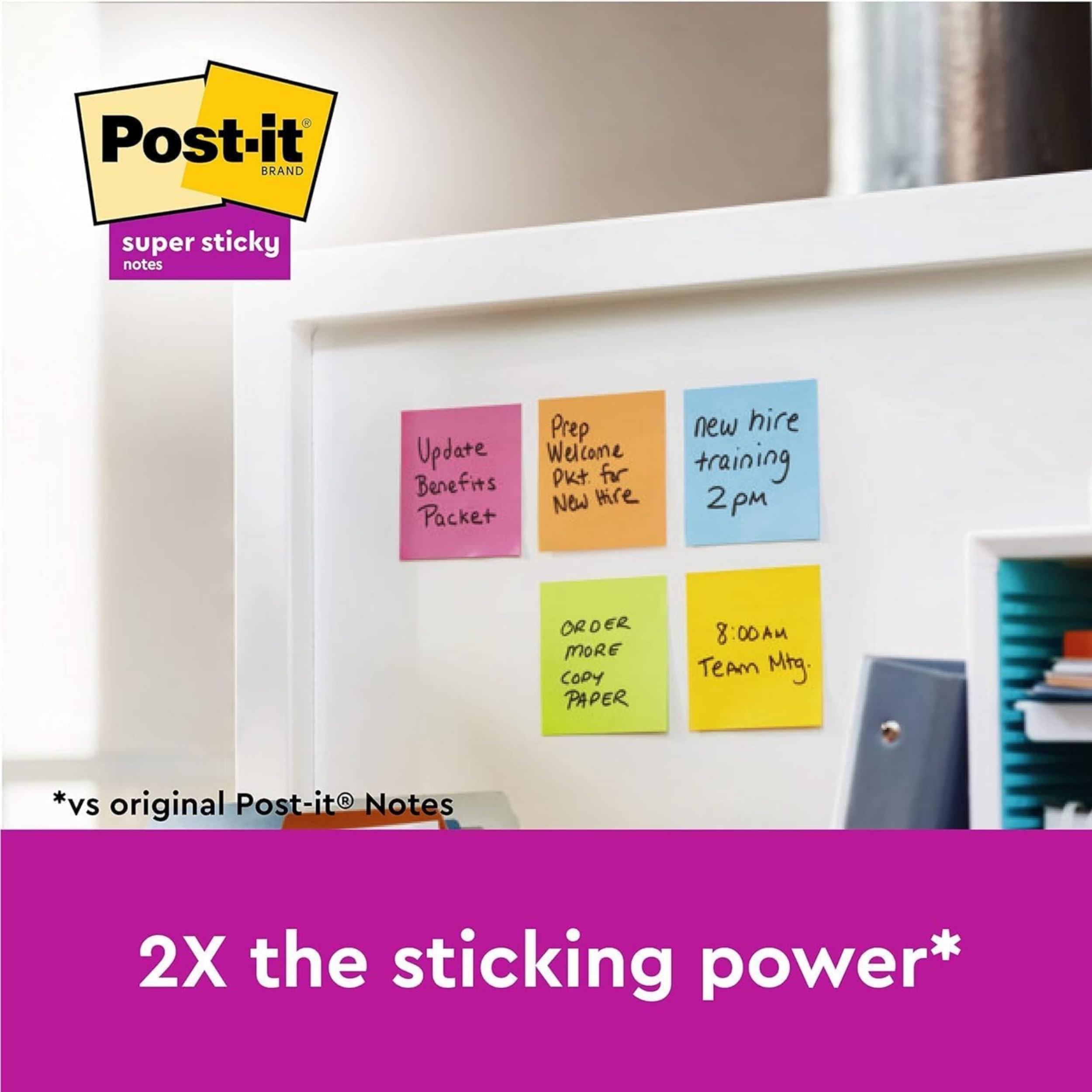 Post-it Super Sticky Notes - Carnival Colour Collection | 76 mm x 76 mm | 6 Pads of 90 Sheets