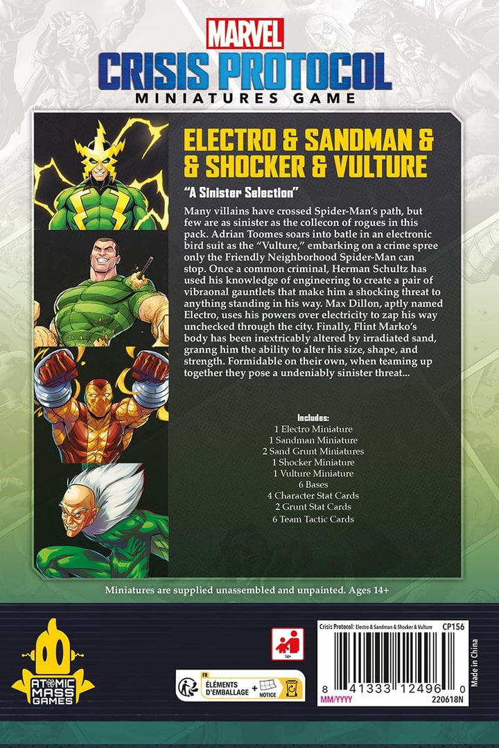 Atomic Mass Games Marvel Crisis Protocol Electro, Sandman, Shocker & Vulture Villains Pack