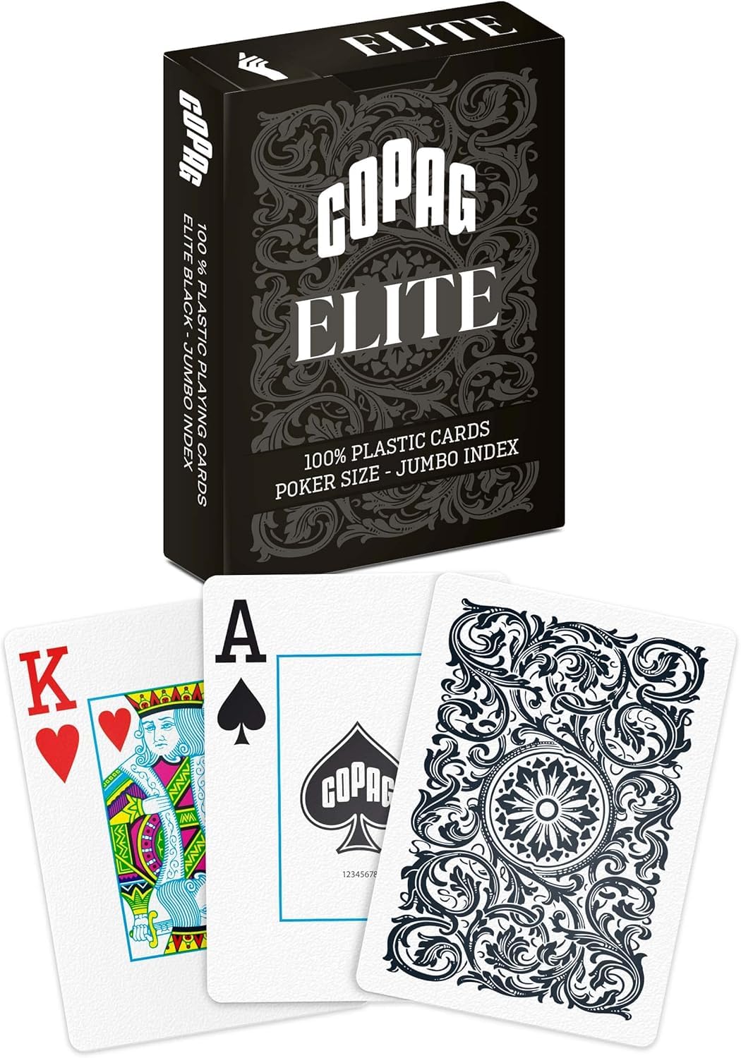 Copag Poker Size Jumbo Index Black Playing Cards | PVC Plastic Deck | Adult Unisex