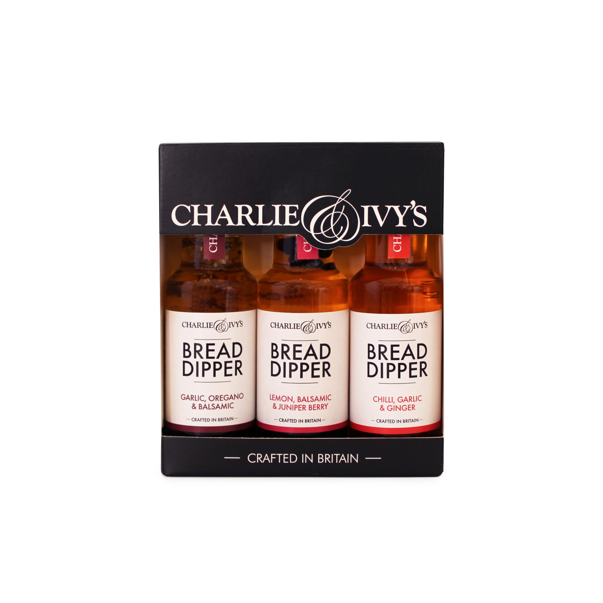Charlie & Ivy's Mini Bread Dipper Pack - 3 x 100ml - Garlic, Chilli & Balsamic Flavours