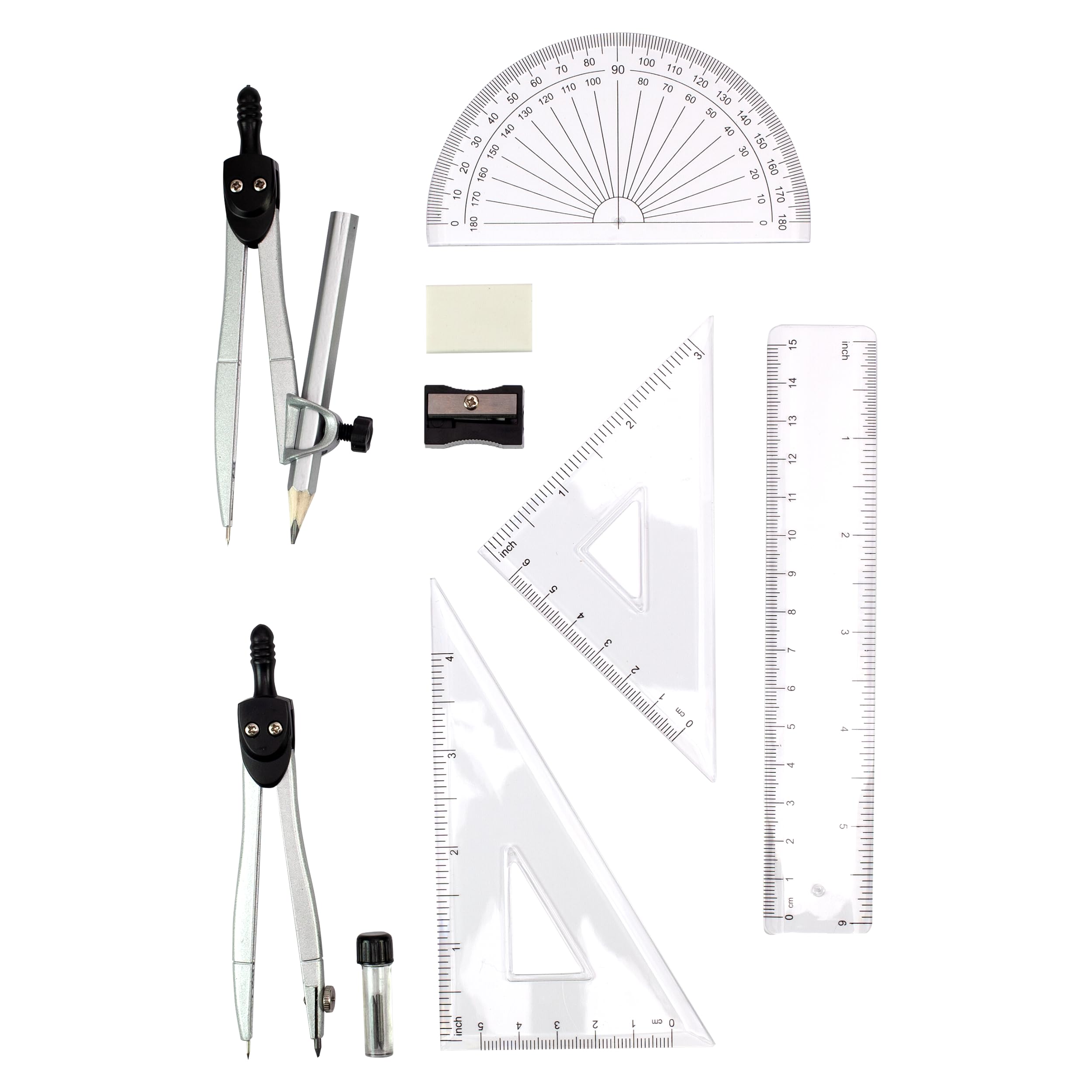 Linex 10-Piece Maths Geometry Set with Transparent Case | Exam Ready 2