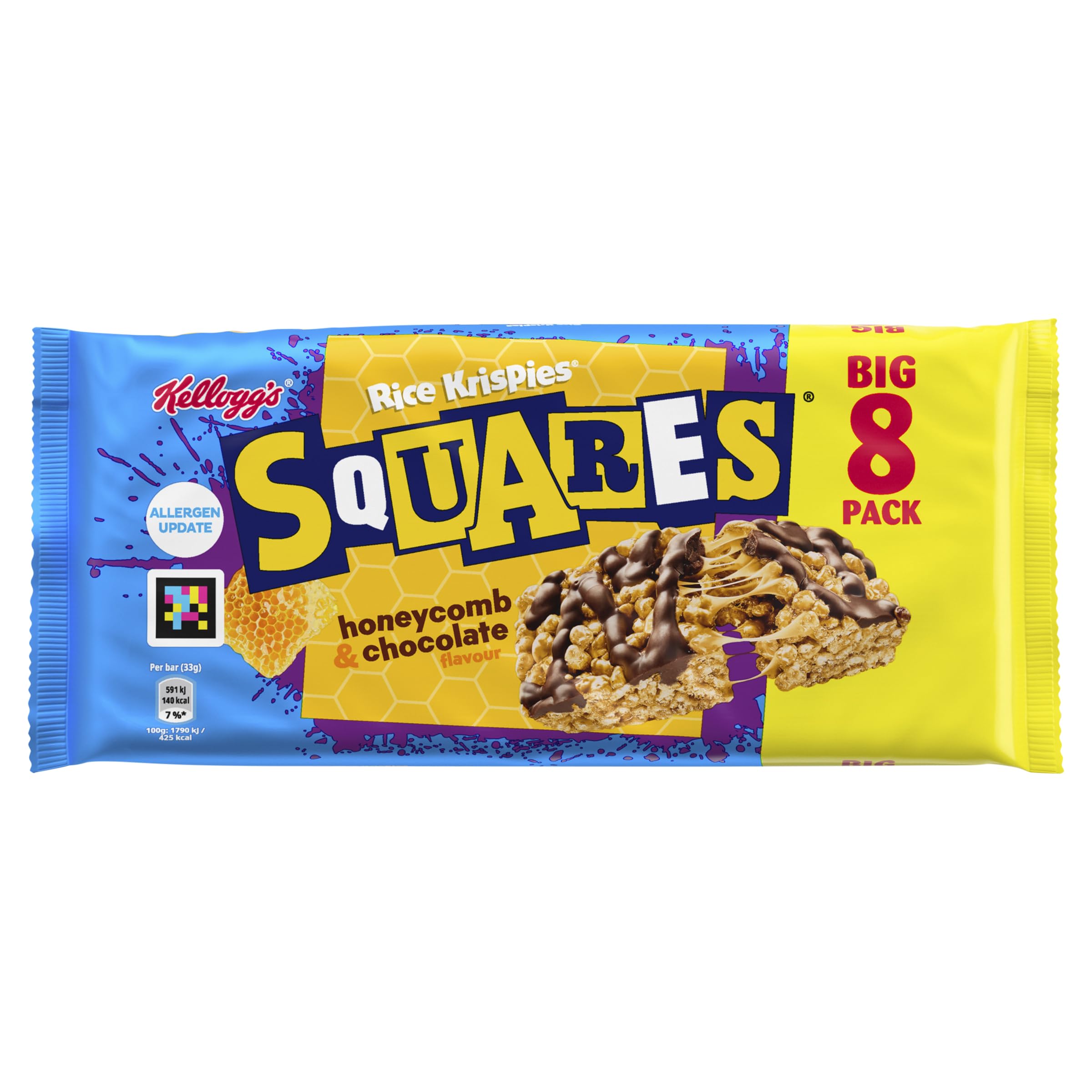 Rice Krispies Squares Honeycomb Cereal Bars - Chocolate & Honeycomb Flavour | 8 Pack | 33g Each 1