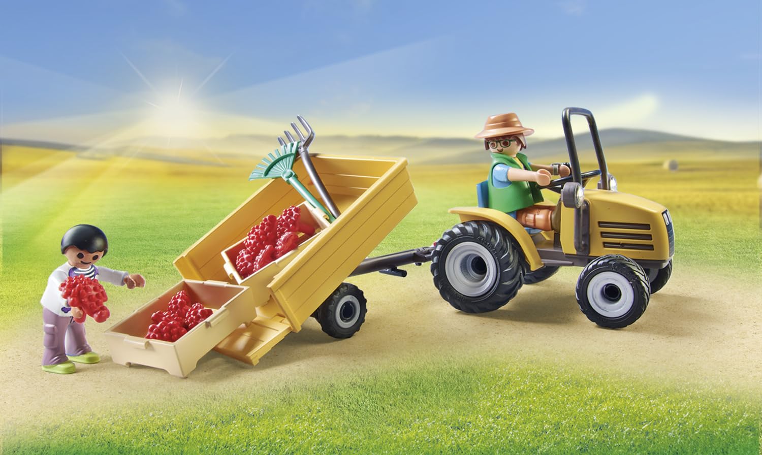 Playmobil 71442 Country Tractor with Trailer and Water Tank Playset - Farm Harvest Adventure for Kids 14