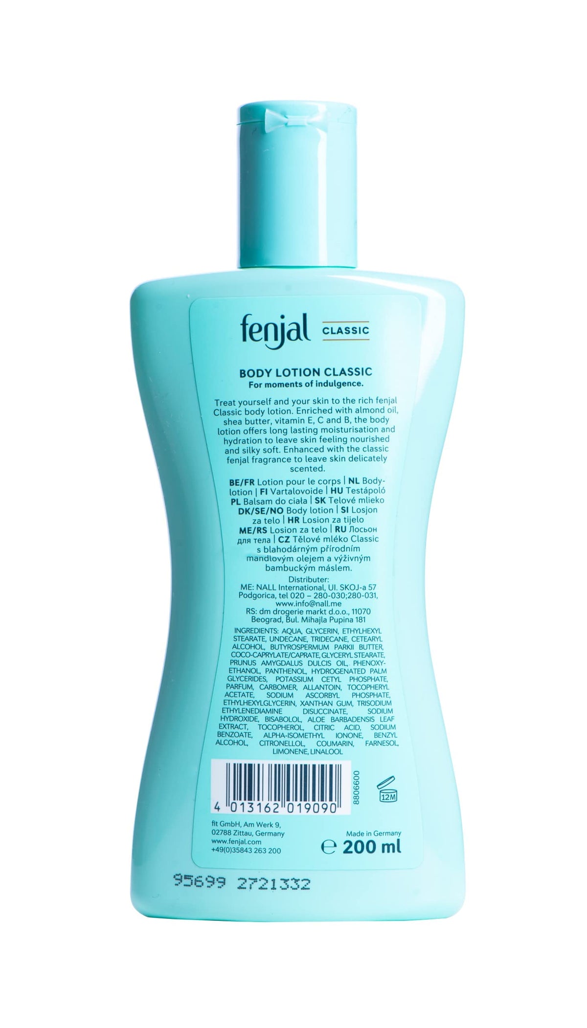 Fenjal Classic Luxury Hydrating Body Lotion - Long Lasting Moisturisation, Almond Scent, 200ml
