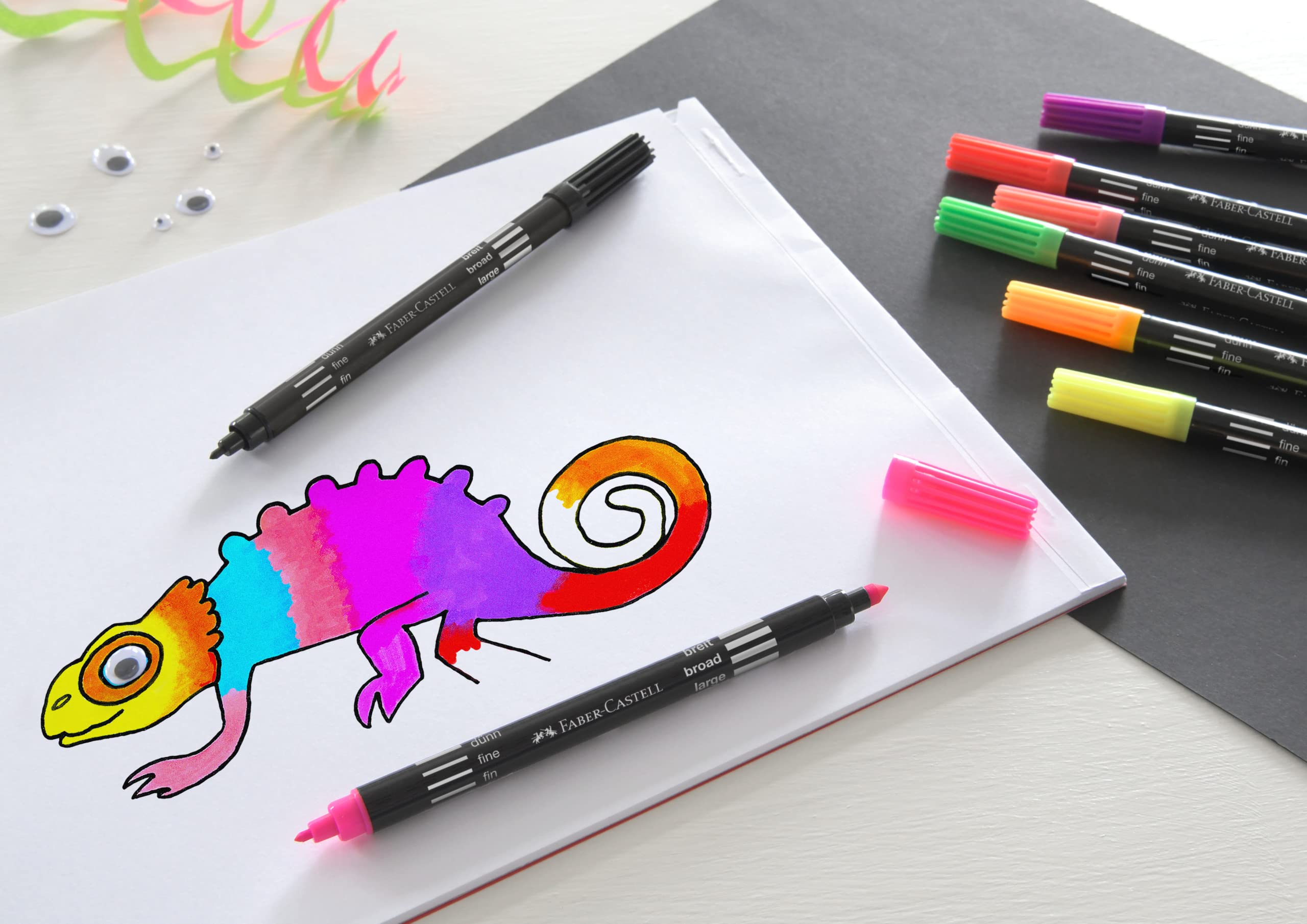 Faber-Castell Double-Ended Colour Felt Tip Pens - 20 Vibrant Colours | Dual Tip | Water-Based Ink 3