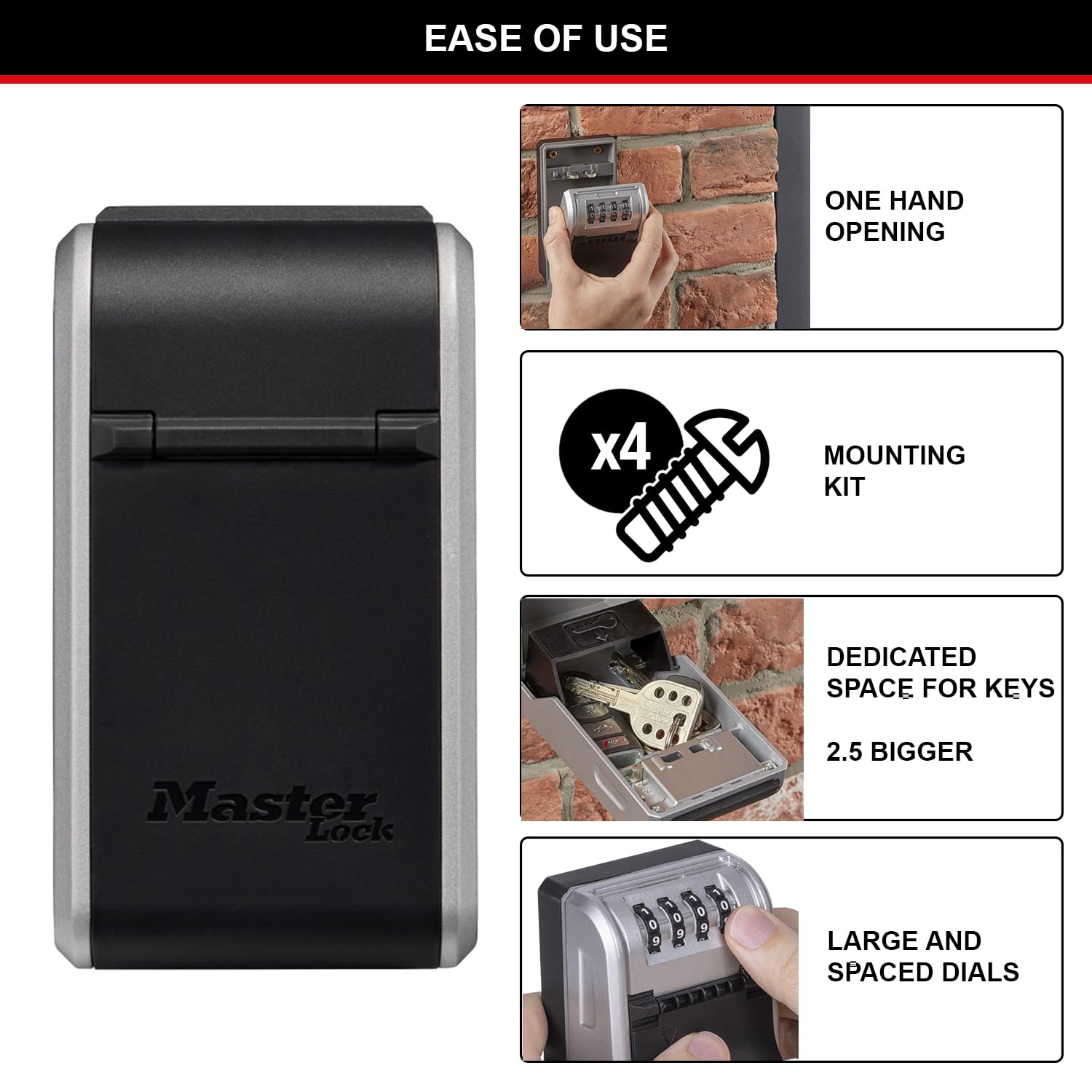 Master Lock 5481EURD Wall Mounted Key Safe - High Security Aluminium Body | Increased Capacity | Weather Resistant 5