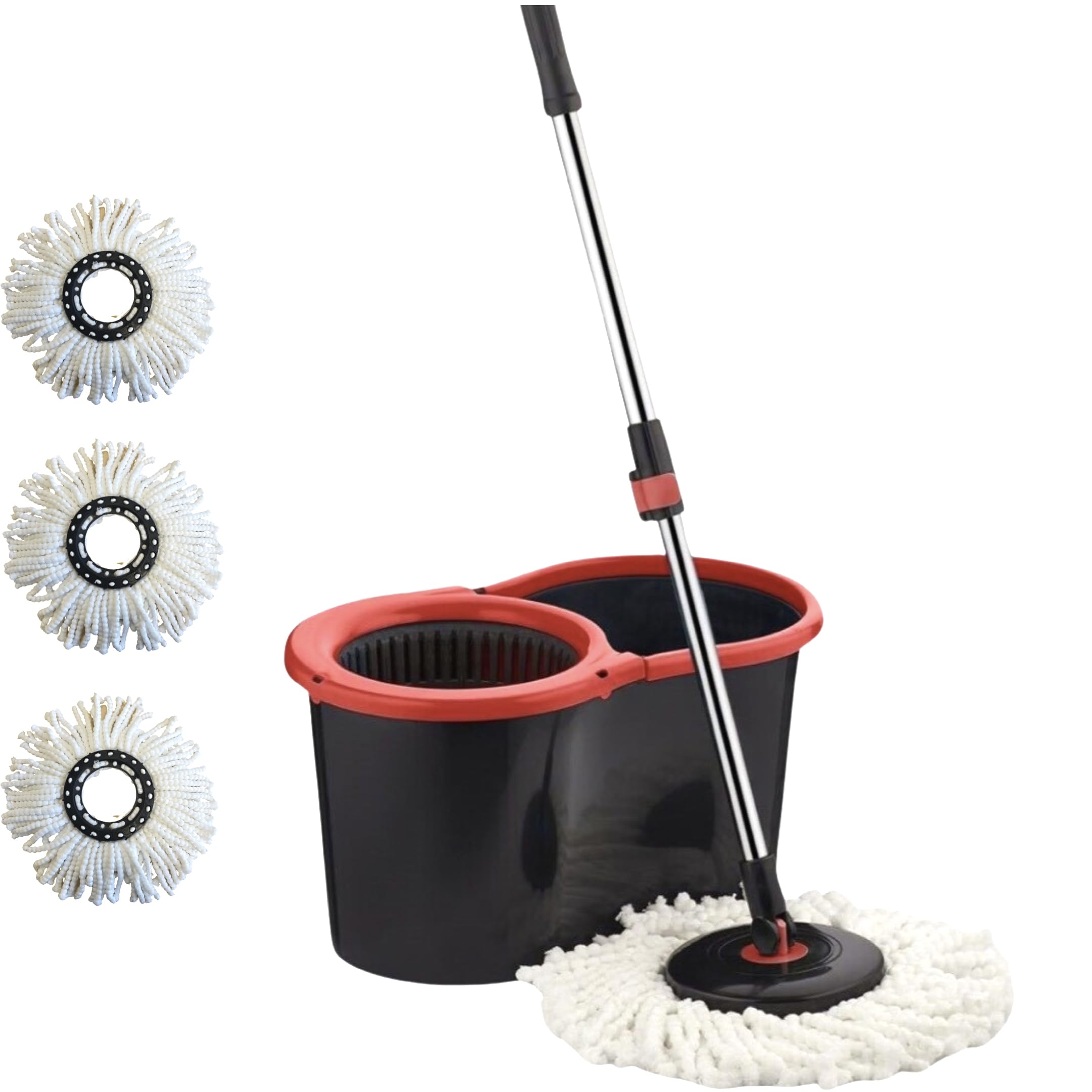 Requisite Needs Smart Spin Mop and Bucket Set – 360° Rotatable Microfiber Mop with Adjustable Stainless Steel Handle – Black 1