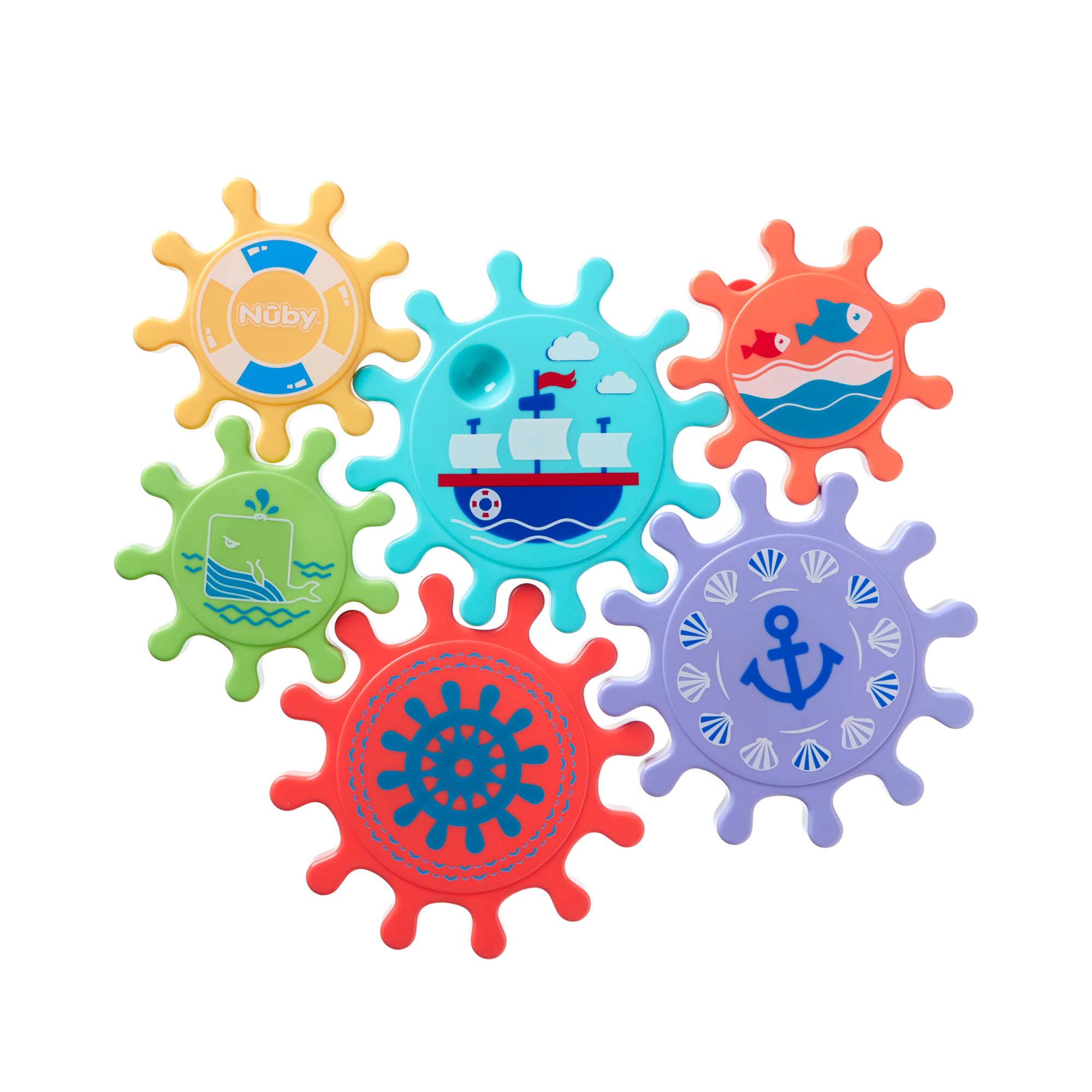 Nuby Bath Cogs Interactive Baby Bath Toy - Easy Assembly, Suction Cups, Sensory Development | 12 Months+