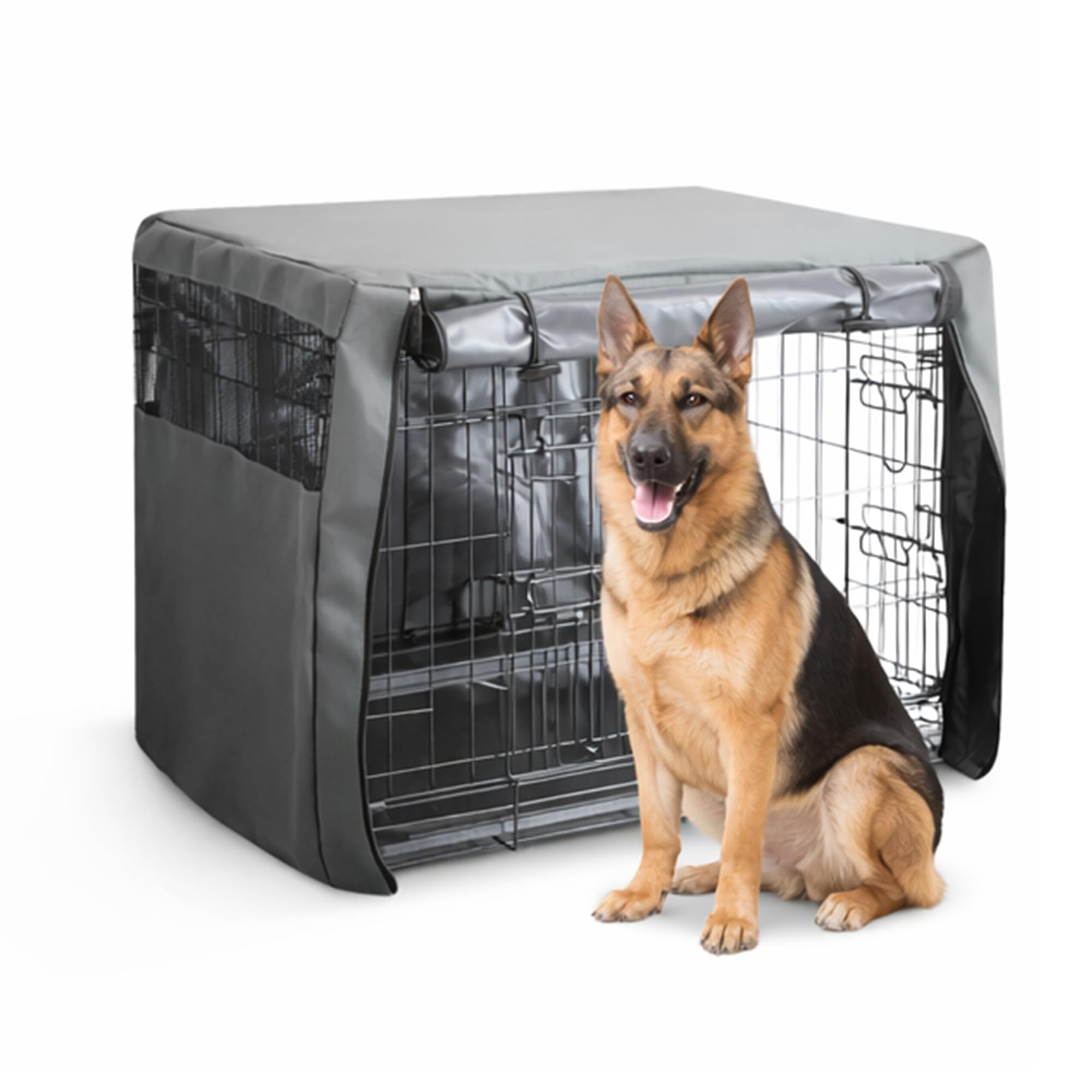 FurDreams Premium Crate Cover for 48 Inch Dog Crate - Durable Polyester with PVC Coating | Grey