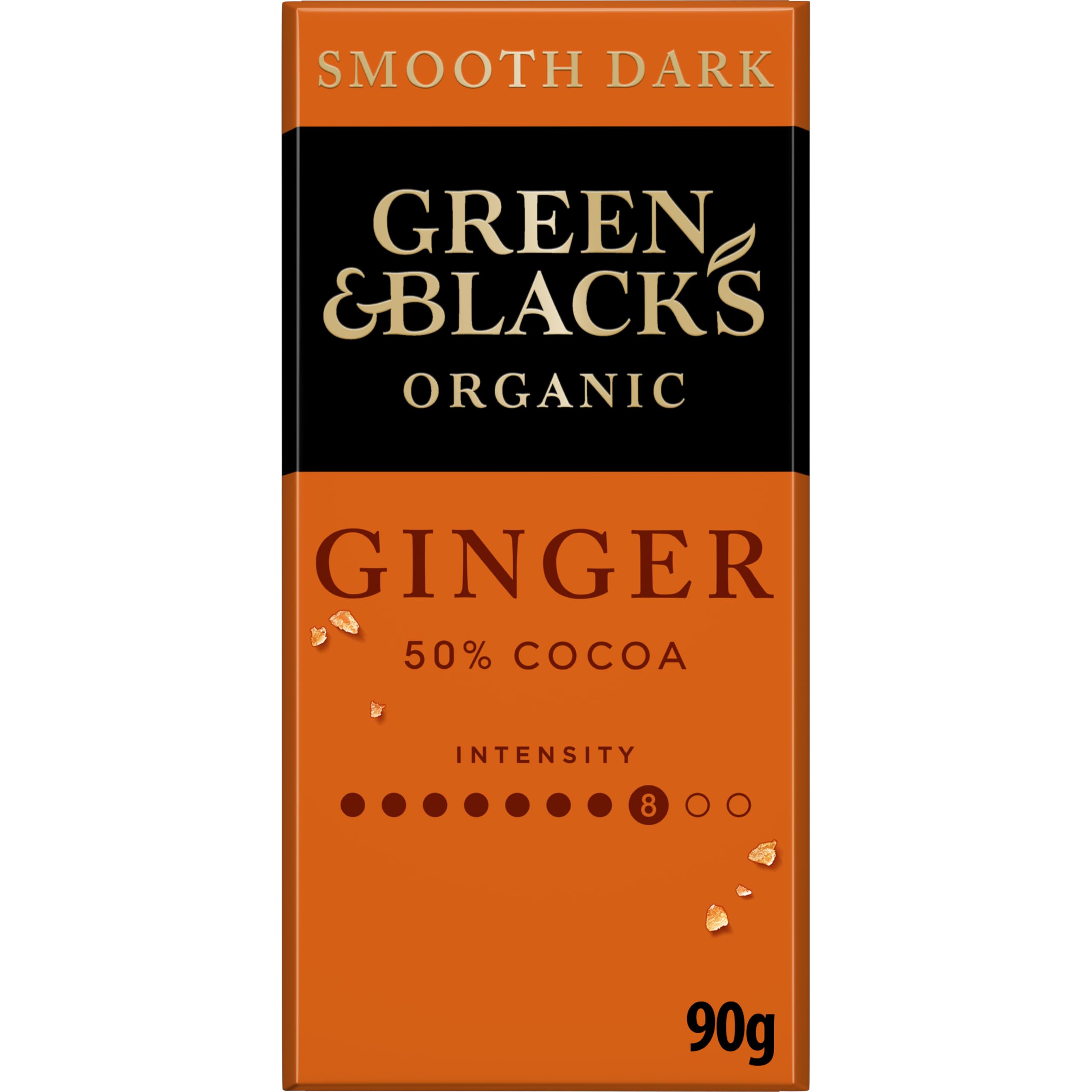 Green & Black's Organic Ginger Smooth Dark Chocolate Bar 50% Cocoa, 100g