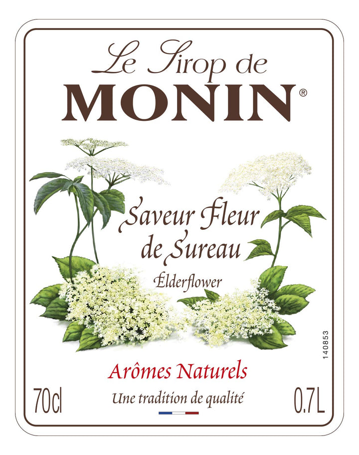 MONIN Premium Elderflower Syrup 700ml - Vegan, Alcohol-Free Cocktail & Mocktail Ingredient