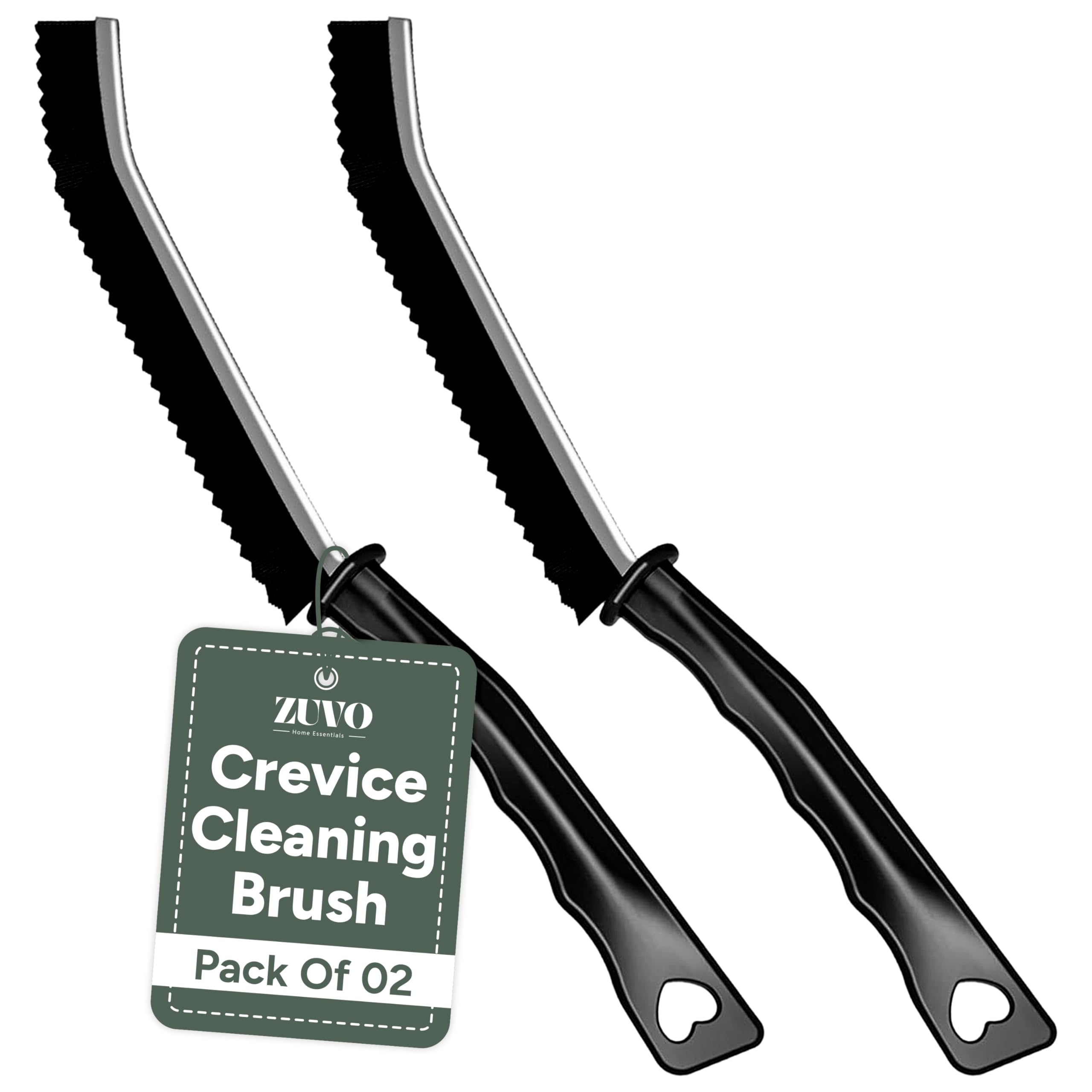 Zuvo Crevice Brush Set - Hard Bristle Gap & Grout Cleaning Tool | 2 Pack | XL Size 1