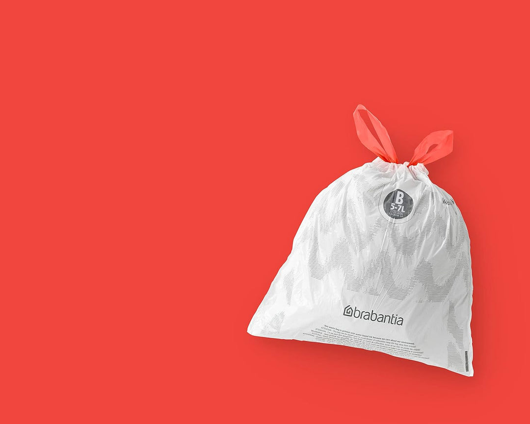 Brabantia PerfectFit Bin Liners Multipack Size B (5 Litre) Extra Strong Plastic with Tie-Tape